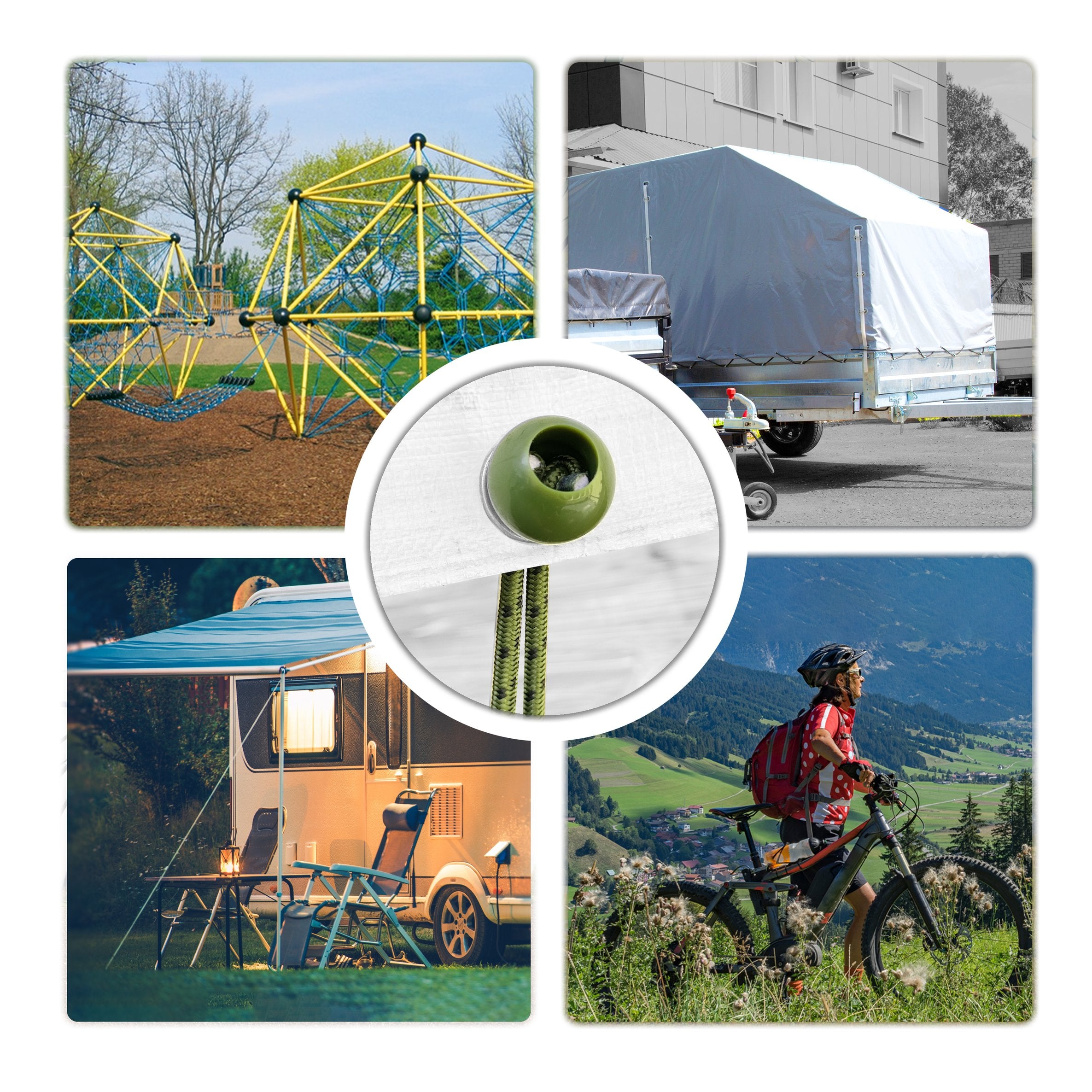 6 inch 100 Piece Heavy Duty 5mm Ball Bungee Canopy Cord by Wellmax, Green Camo Color