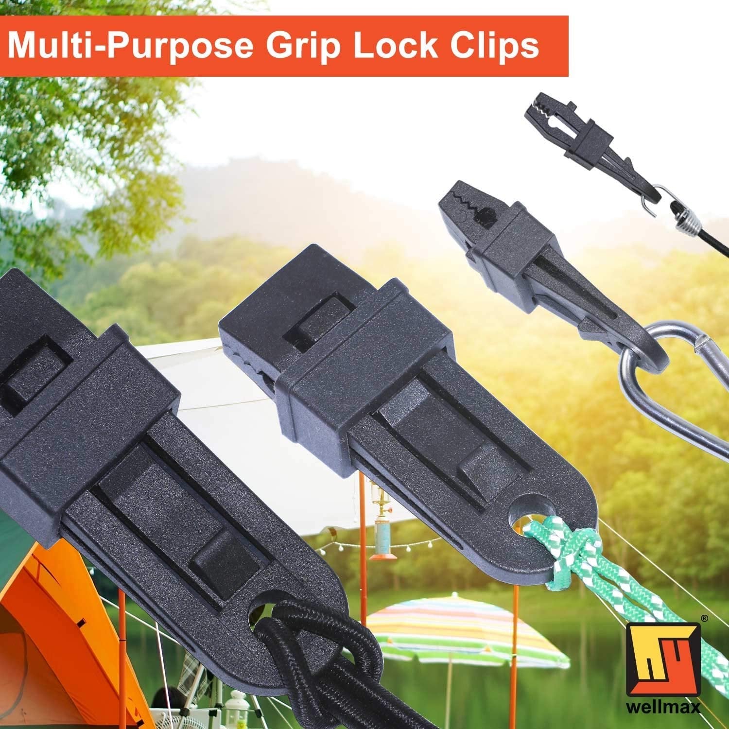 Wellmax Heavy Duty Tarp Clips 12 Pieces, Multi-Purpose Awning Clamps Set with Strong Lock Grip for Holding Up Tarp, Canopy, Sun Shade, Car Cover, Boat Cover and Pool Cover