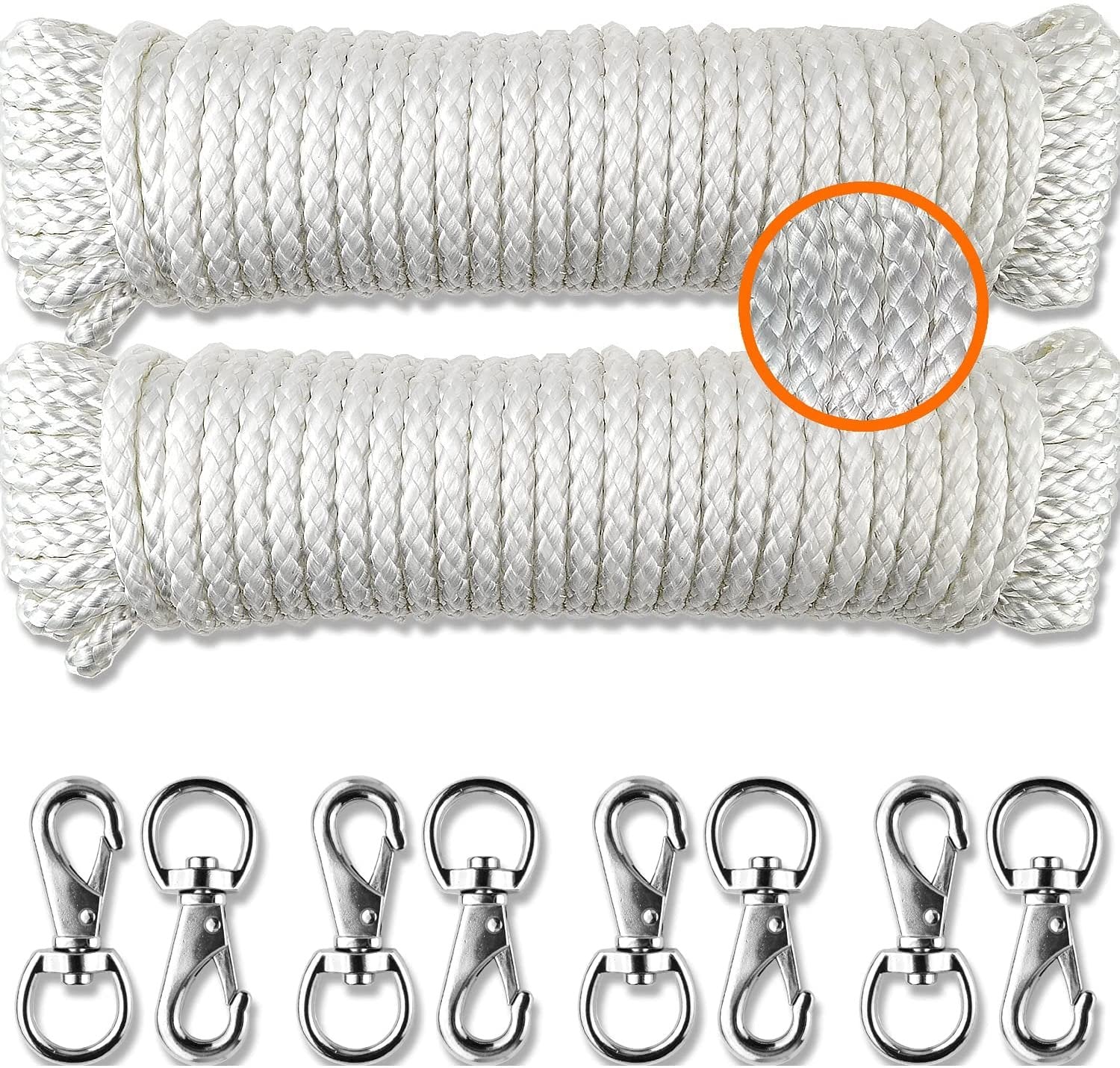 Wellmax Diamond Braided Polypropylene Rope with UV Treatment and Weather Resistant, 4 Pack 3/16 inch x 50ft Multi-Color