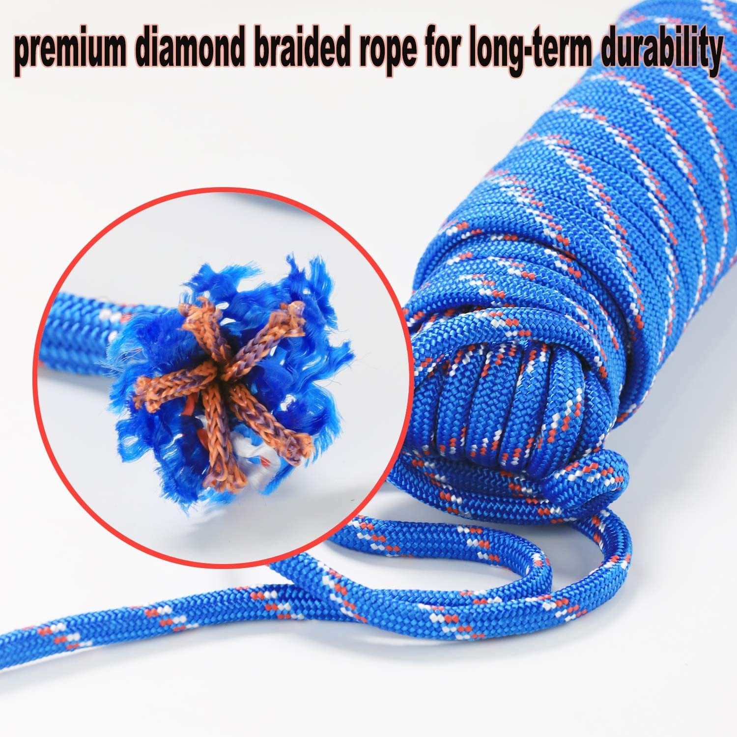 Wellmax Diamond Braid Nylon Rope – Extra Thick All Purpose Braided Flag Line Utility Line with Shock Absorption – UV Resistant, High Strength & Weather Resistant - 3/8" X 50FT