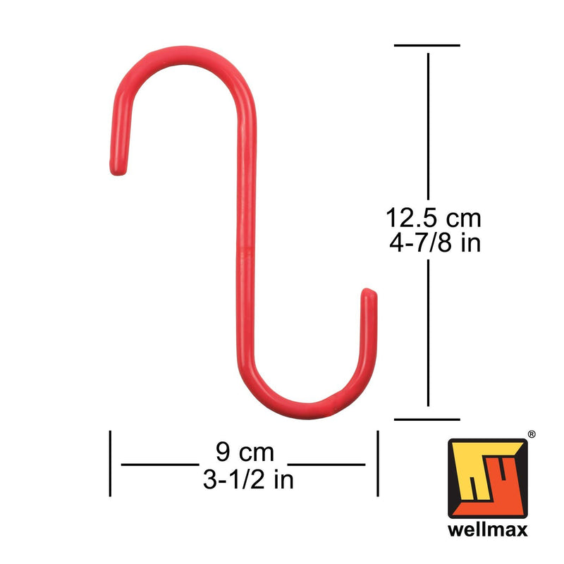 Wellmax S Hooks for Hanging, Heavy Duty S Shaped Hooks, Colored Metal S Hook Set for Hanging Plants, Closet, Kitchen, Pot Rack, and pots and Pans. 5 inches Long and 6mm Thick