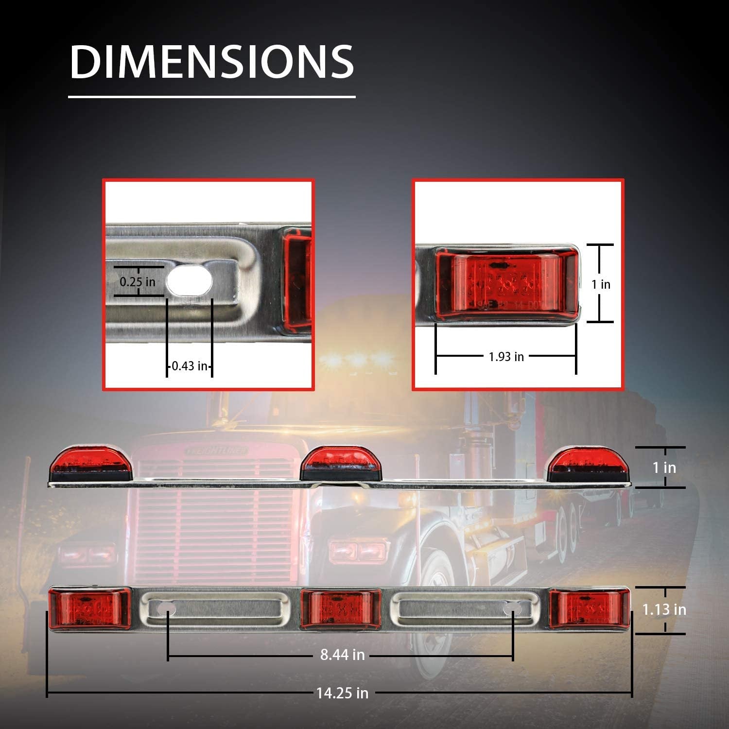 9 LED ID Light Bar and Trailer Lights Set of 4, Waterproof and Submersible Clearance and License Plate Markers, Red Taillights for Rear and Side of Truck, Boat, Camper, Pickup, RV, Surface Mount