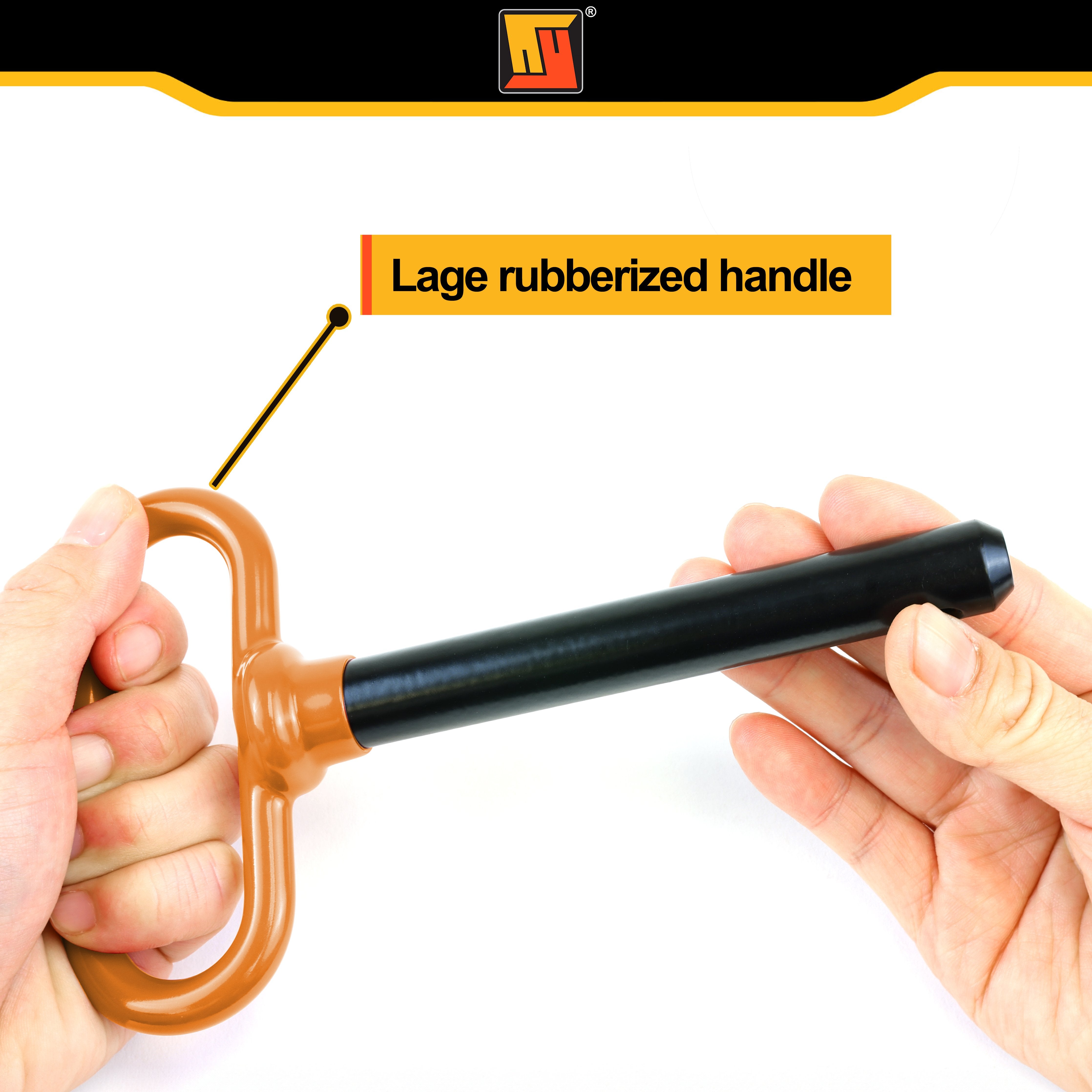 Wellmax 2-Pack 5/8" x 4-1/2" Steel Hitch Pin with 4pcs 3" R Clip, Clevis Pin Hitch with Rubber-Coated Handle, Yellow-Brown Color