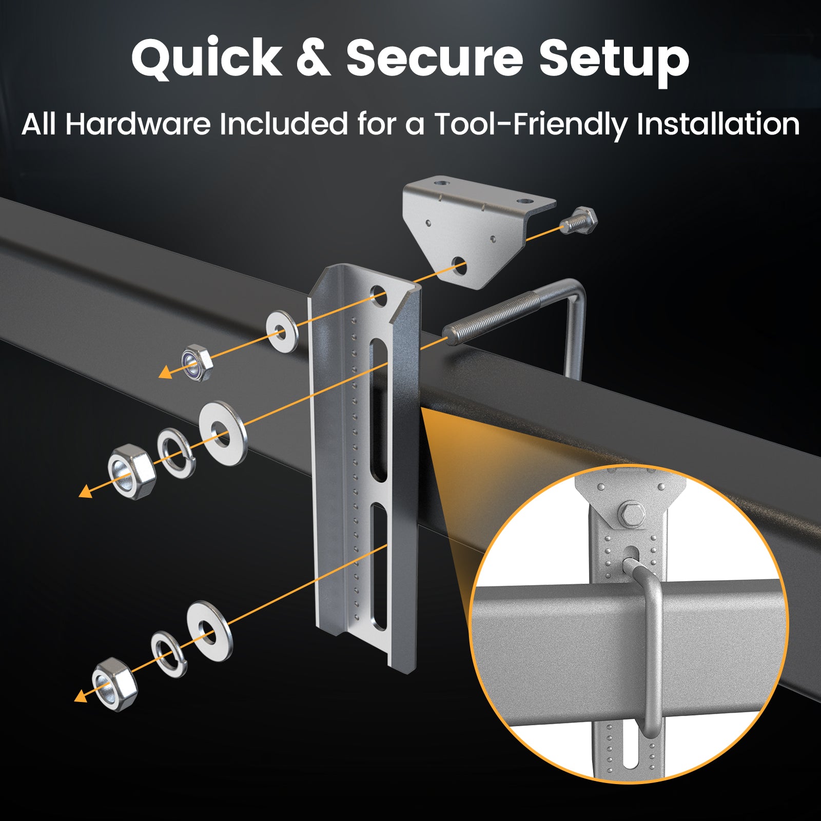 Wellmax 10" Heavy Duty Boat Trailer Bunk Brackets – Dacromet Coated Swivel Top, 4-Pack Kit