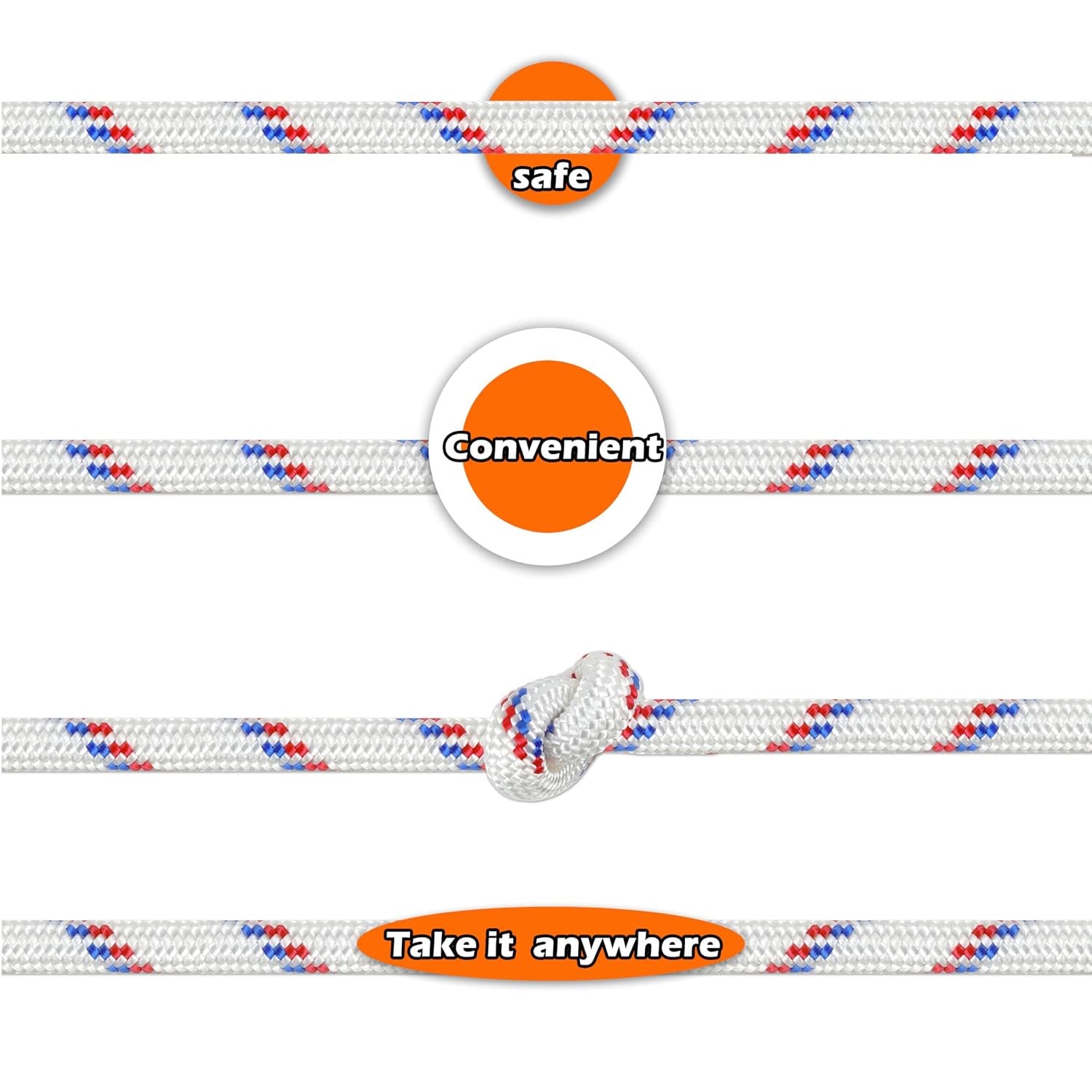 Wellmax Diamond Braid Nylon Rope – Extra Thick All Purpose Braided Flag Line Utility Line with Shock Absorption – UV Resistant, High Strength & Weather Resistant - 3/8" X 50FT