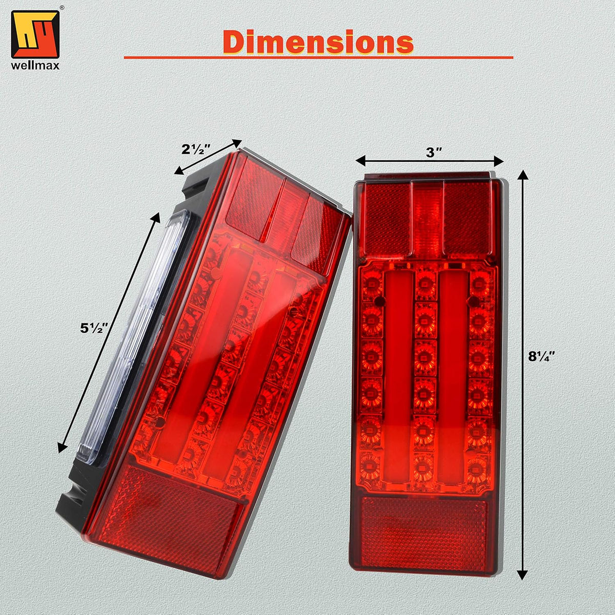 Wellmax LED Trailer Lights, Led Boat Trailer Lights Submersible, 12V Utility Marine Trailer Light Waterproof and DOT Approved