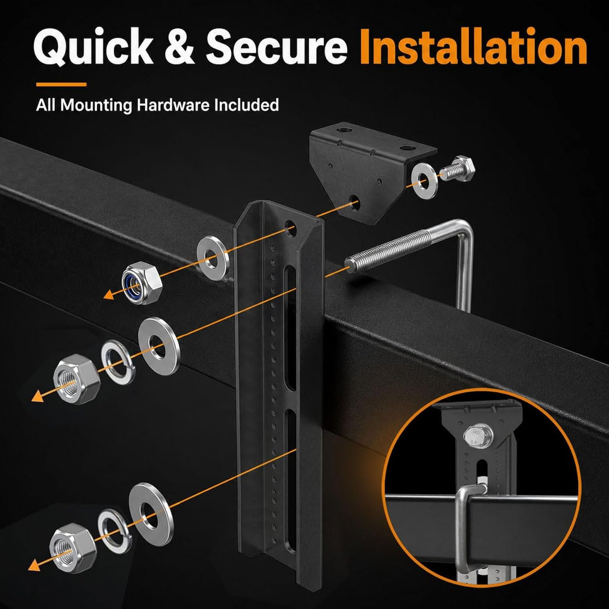 Wellmax 10" Heavy Duty Boat Trailer Bunk Brackets, 4-Pack | Galvanized Steel with E-Coating & Dacromet Hardware | Swivel Top | Fits 3x3, 2x3, 1.5x3 Crossmembers | For Deep-V Hulls & 2x6 Bunk Boards