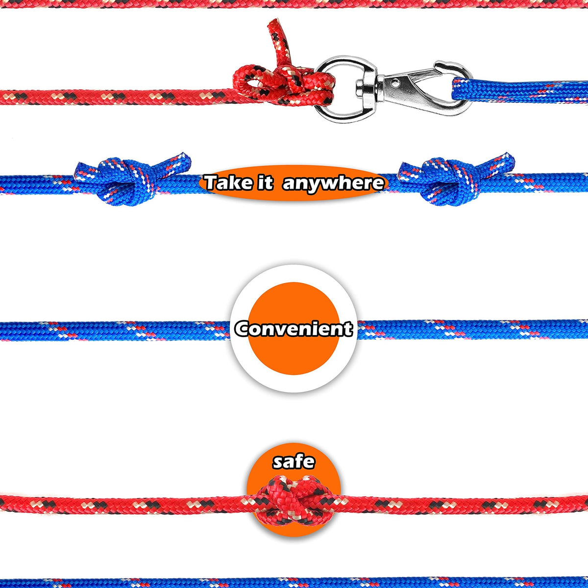 Wellmax Diamond Braided Polypropylene Rope with UV Treatment and Weather Resistant, 4 Pack 3/16 inch x 50ft Multi-Color