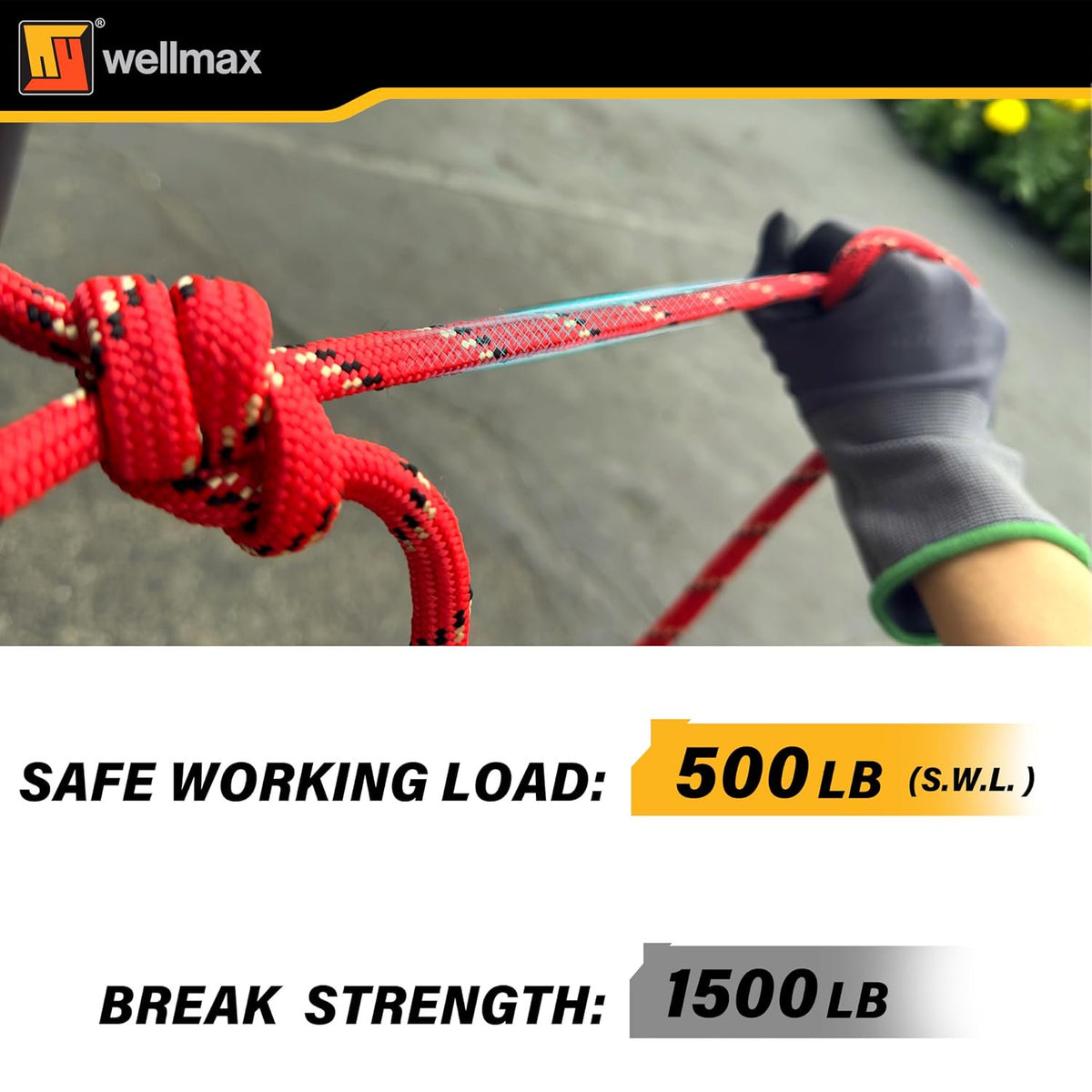 Wellmax Diamond Braid Nylon Rope – Extra Thick All Purpose Braided Flag Line Utility Line with Shock Absorption – UV Resistant, High Strength & Weather Resistant - 3/8" X 50FT
