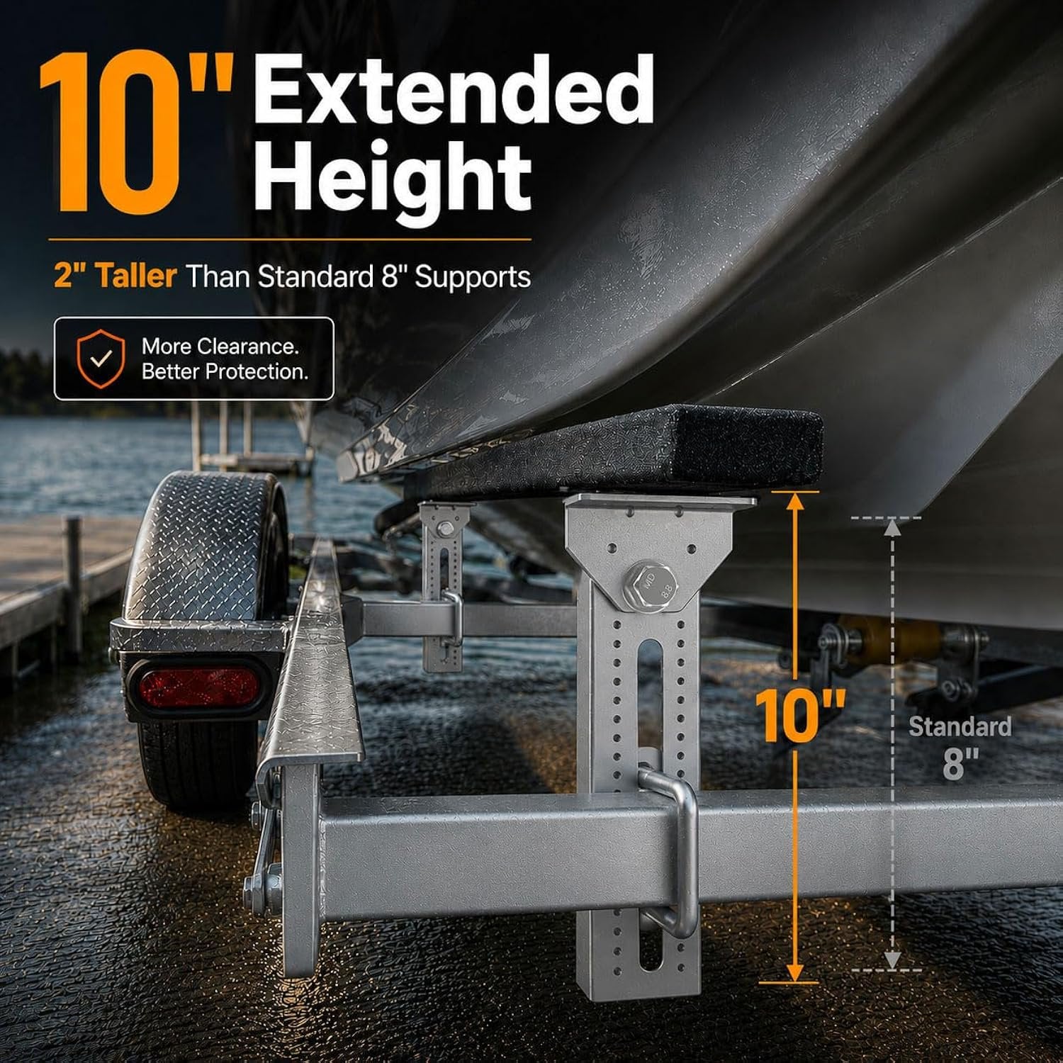 Wellmax 10" Heavy Duty Boat Trailer Bunk Brackets, 4-Pack | Galvanized Steel with Dacromet Coated | Swivel Top | Fits 3x3, 2x3, 1.5x3 Crossmembers | For Deep-V Hulls & 2x6 Bunk Boards