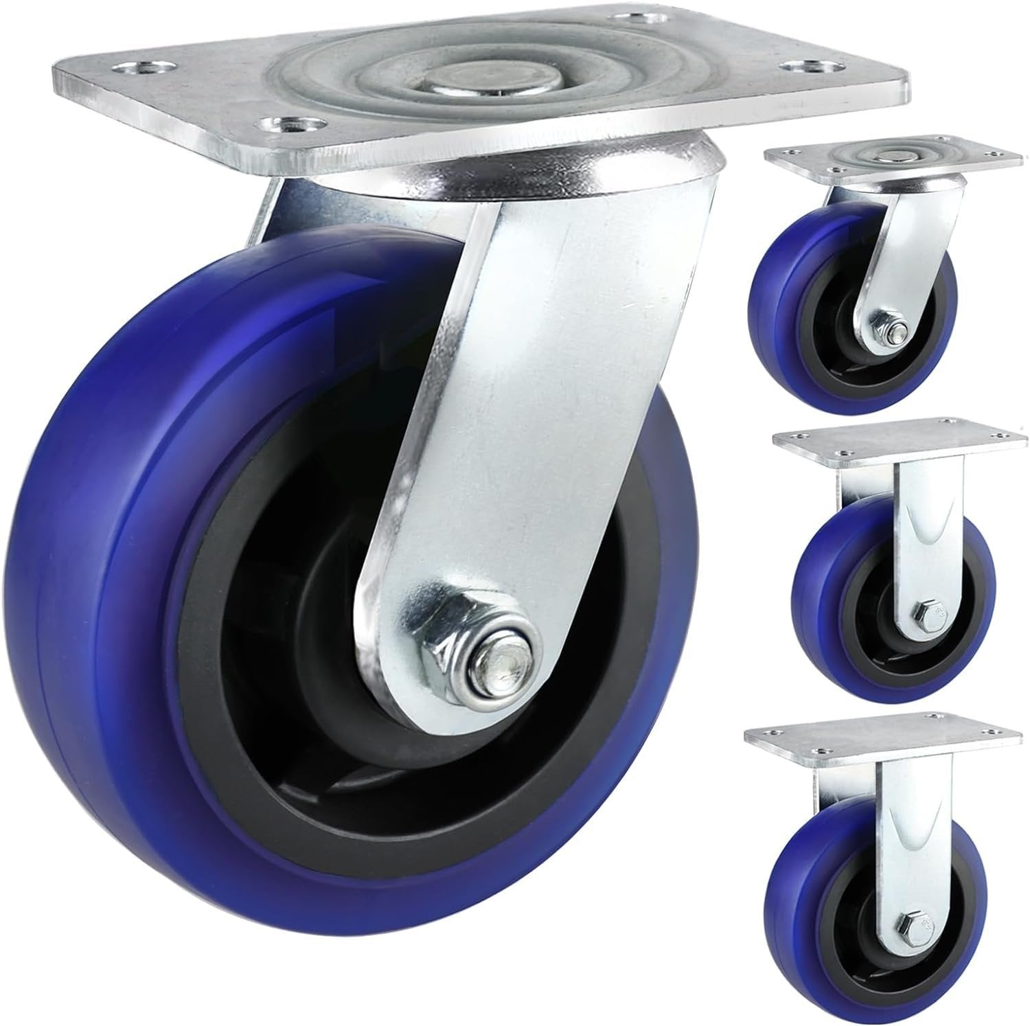 Wellmax 5" Replacement Wheels for 660lb/300kg Push Cart - Silent, Heavy Duty and Durable (Set of 4, Black)