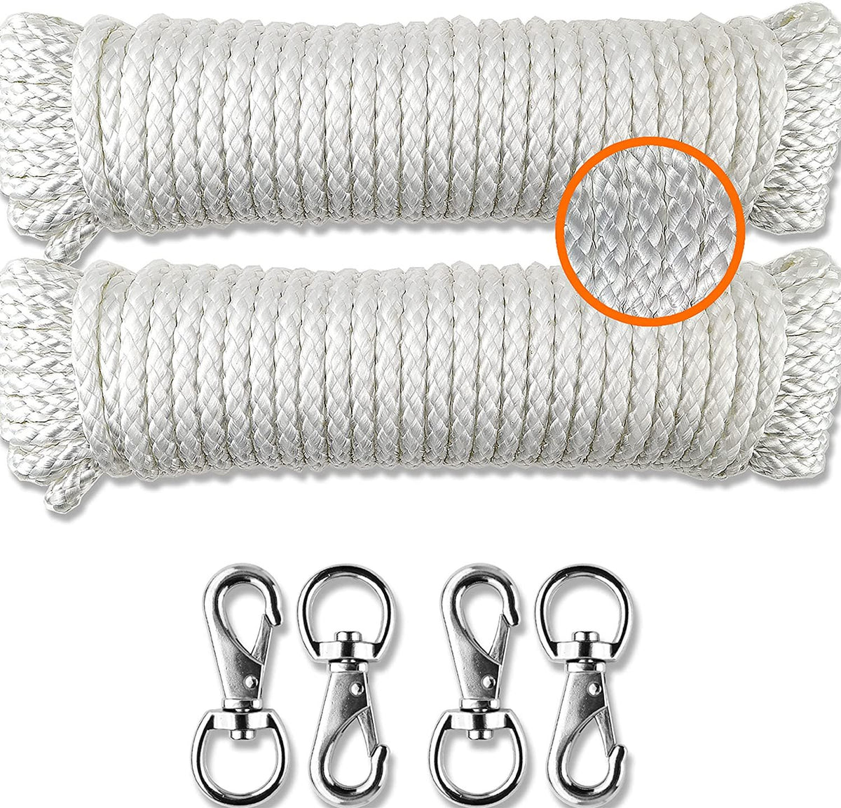 Wellmax Diamond Braided Polypropylene Rope with UV Treatment and Weather Resistant, 4 Pack 3/16 inch x 50ft Multi-Color