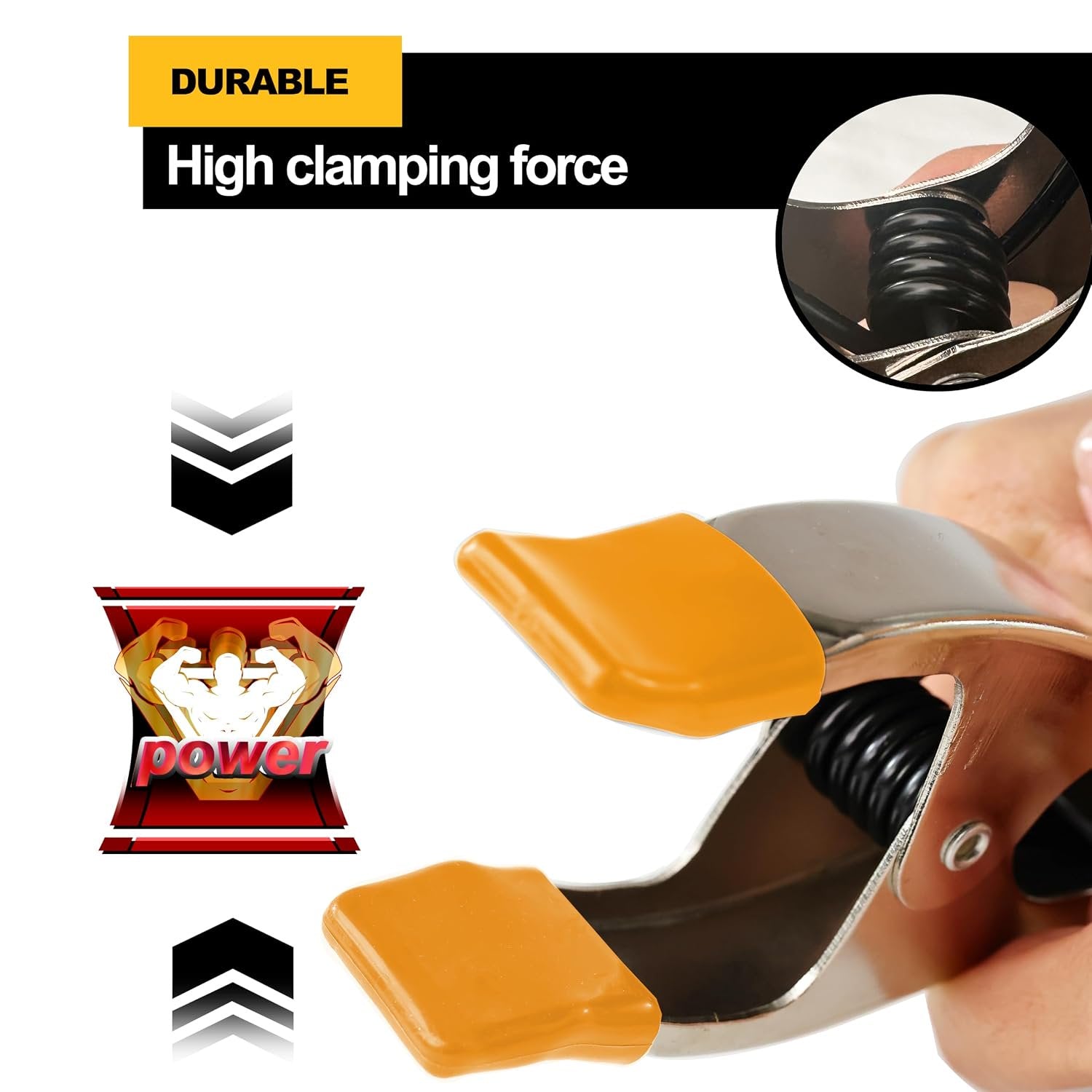 Wellmax Spring Clamps Set - 16PCs Heavy Duty Metal Clamps with Nickel-Plated Finish, Includes 8 x 2" Clamps, 4 x 4" Clamps, and 4 x 6" Clamps, Versatile for Woodworking, Picture Frame Making, and More