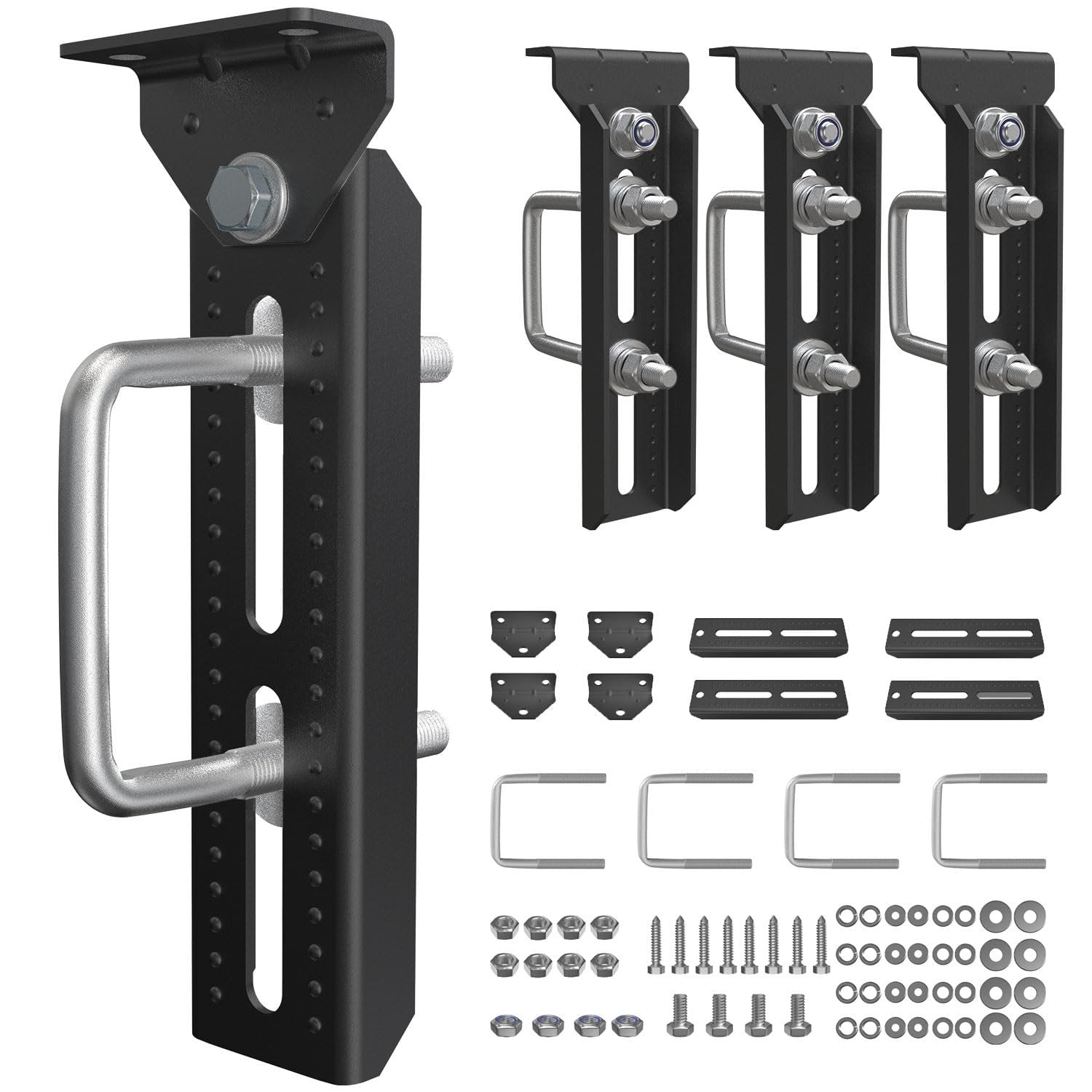 Wellmax 10" Heavy Duty Boat Trailer Bunk Brackets, 4-Pack | Galvanized Steel with E-Coating & Dacromet Hardware | Swivel Top | Fits 3x3, 2x3, 1.5x3 Crossmembers | For Deep-V Hulls & 2x6 Bunk Boards