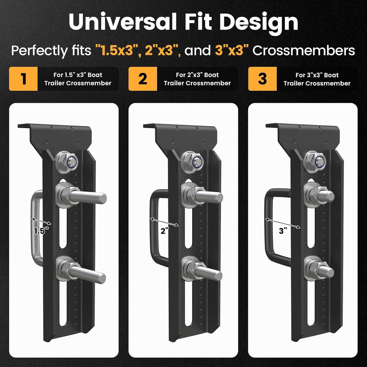 Wellmax 10" Heavy Duty Boat Trailer Bunk Brackets, 4-Pack | Galvanized Steel with E-Coating & Dacromet Hardware | Swivel Top | Fits 3x3, 2x3, 1.5x3 Crossmembers | For Deep-V Hulls & 2x6 Bunk Boards
