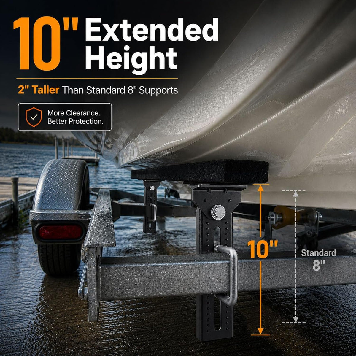 Wellmax 10" Heavy Duty Boat Trailer Bunk Brackets, 4-Pack | Galvanized Steel with E-Coating & Dacromet Hardware | Swivel Top | Fits 3x3, 2x3, 1.5x3 Crossmembers | For Deep-V Hulls & 2x6 Bunk Boards