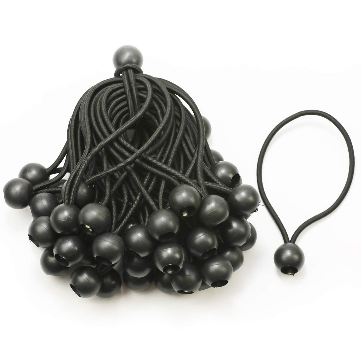 6 Inch Black 50PC 6 inch 50 Piece Heavy Duty 5mm Ball Bungee Canopy Cord By Wellmax, White Color
