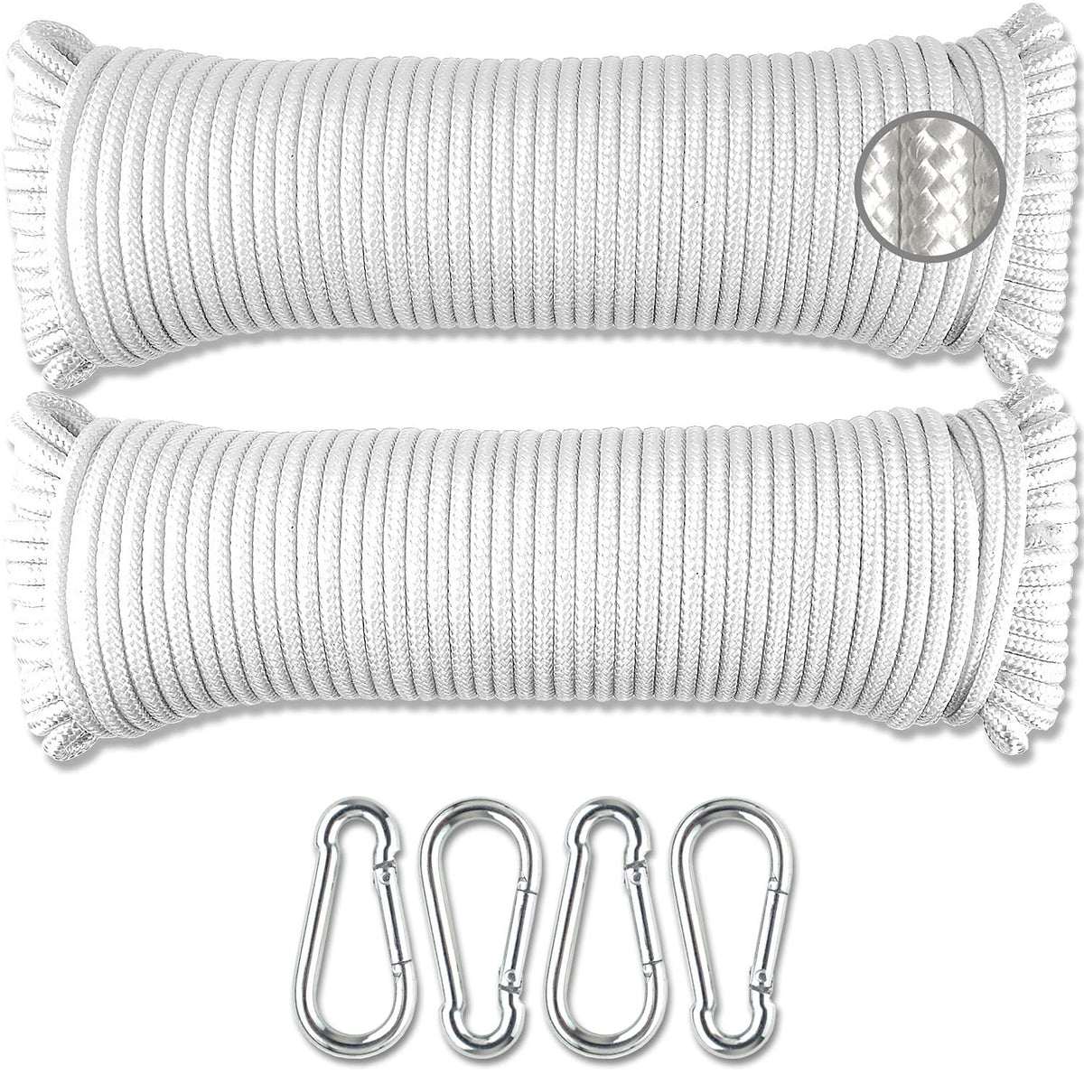 Wellmax Diamond Braided Polypropylene Rope with UV Treatment and Weather Resistant, 4 Pack 3/16 inch x 50ft Multi-Color