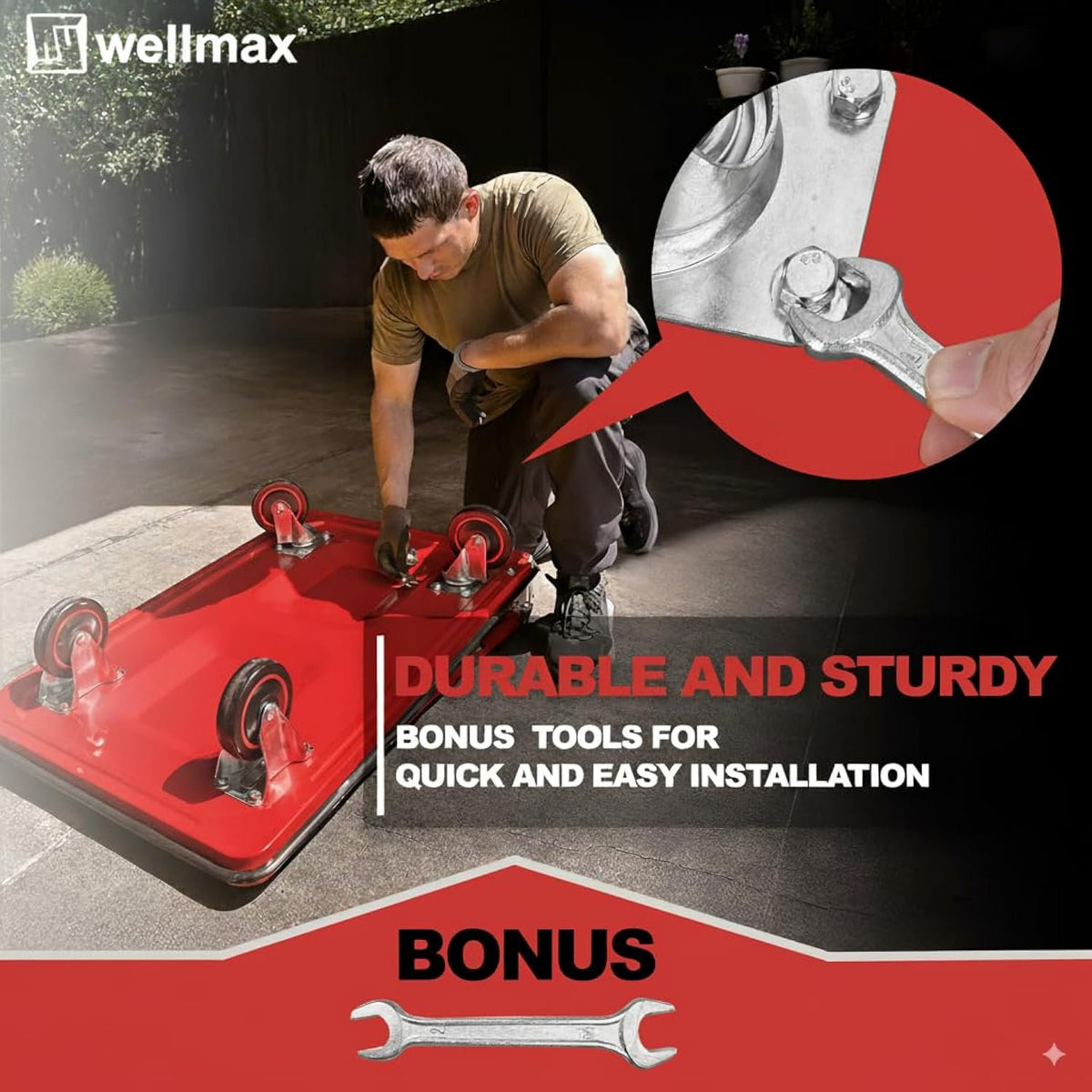 Push Cart Dolly by Wellmax, Moving Platform Hand Truck, Foldable for Easy Storage and 360 Degree Swivel Wheels with 660lb Weight Capacity, Yellow Color