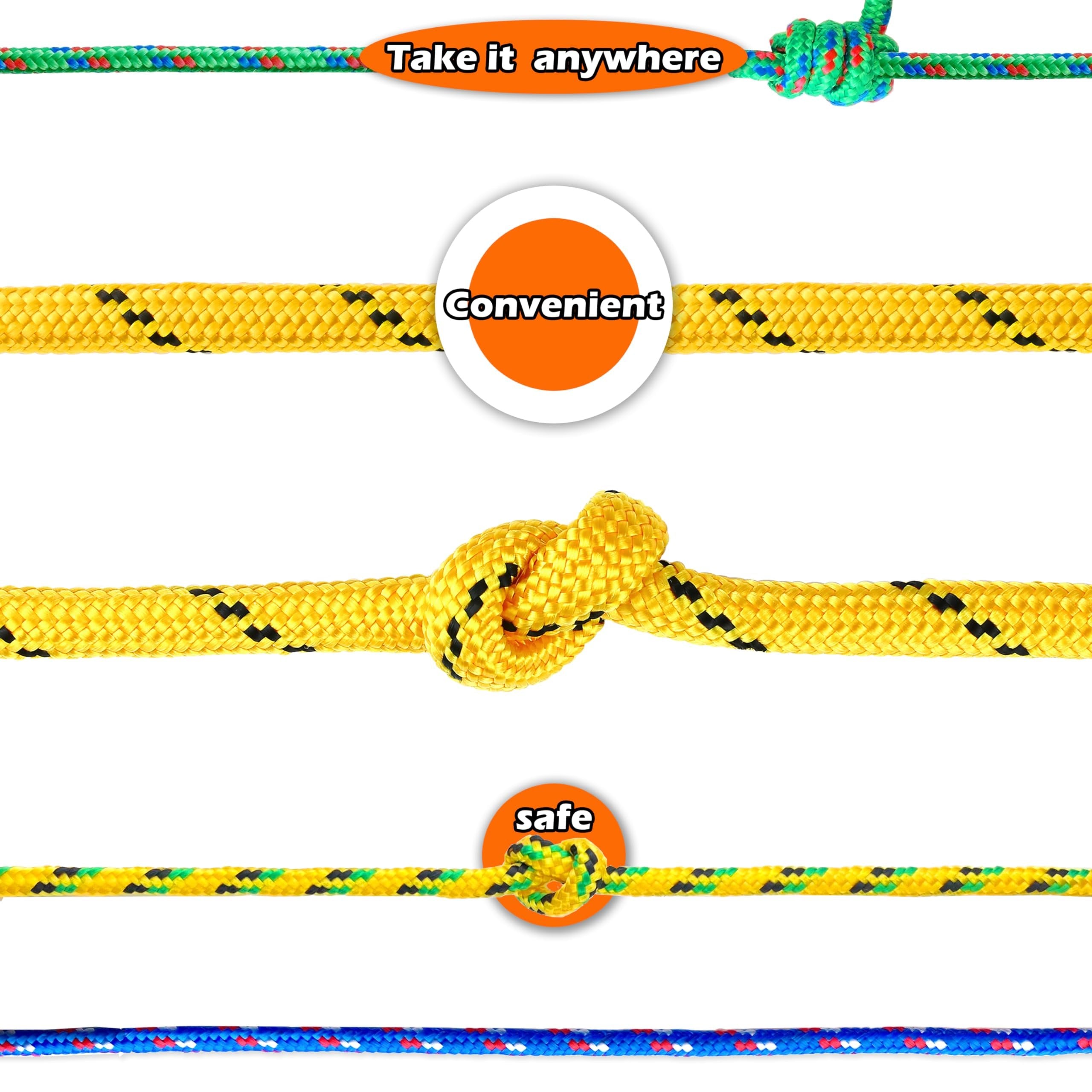Wellmax Diamond Braid Nylon Rope – Extra Thick All Purpose Braided Flag Line Utility Line with Shock Absorption – UV Resistant, High Strength & Weather Resistant - 3/8" X 50FT