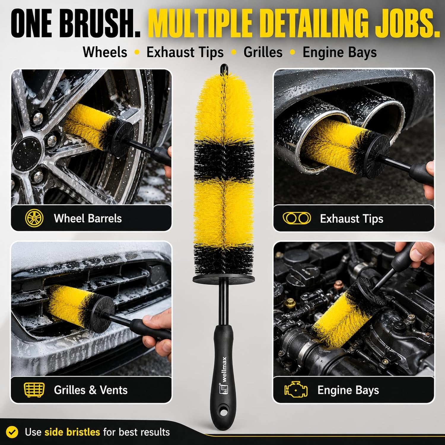 Wellmax 17” Car Wheel Brush, Scratch-Free Rim Cleaning Brush