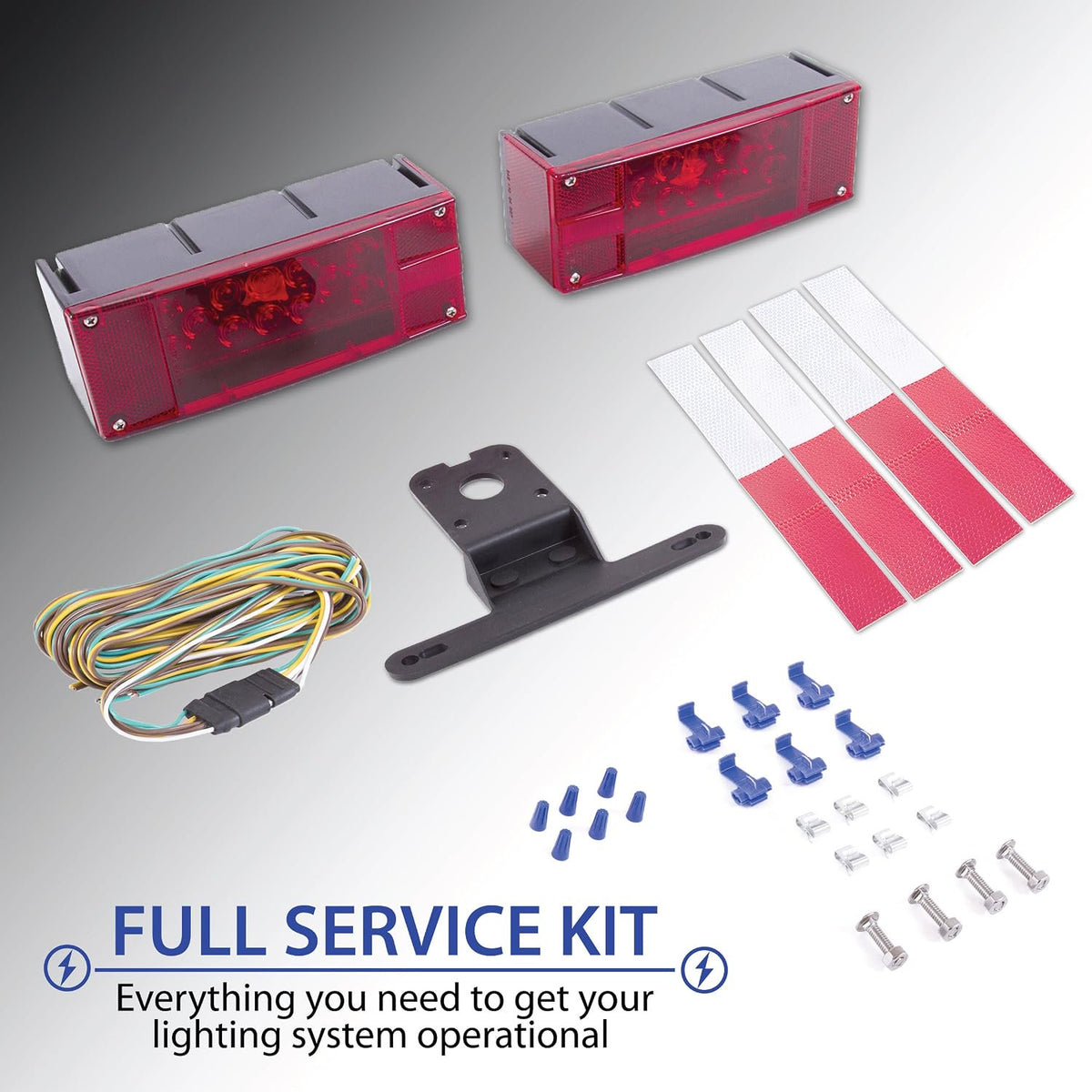 Wellmax 12V LED Trailer Lights Kit, Submersible Tail Lights for RV, Marine, Boat, Trailer Over 80 inches