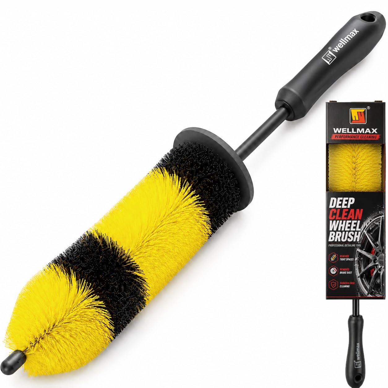 Wellmax 17” Car Wheel Brush, Scratch-Free Rim Cleaning Brush