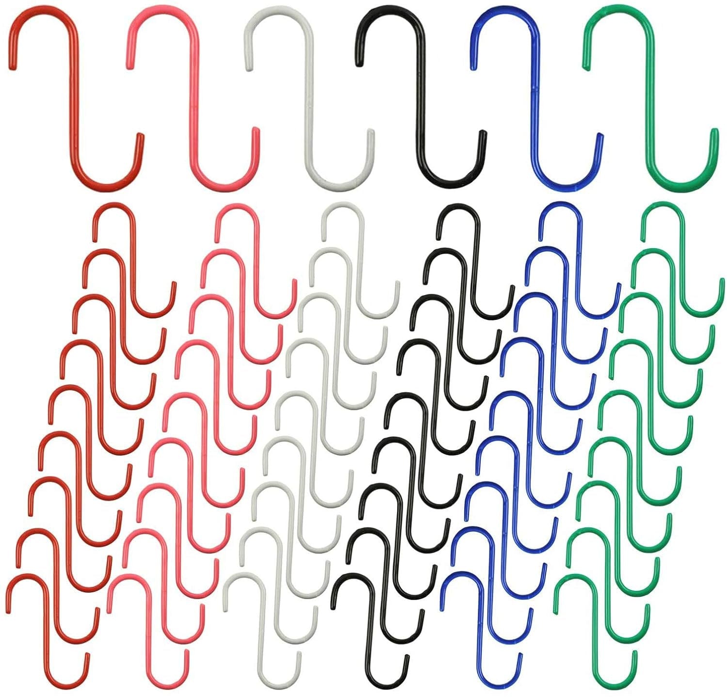 Wellmax S Hooks for Hanging, Heavy Duty S Shaped Hooks, Colored Metal S Hook Set for Hanging Plants, Closet, Kitchen, Pot Rack, and pots and Pans. 5 inches Long and 6mm Thick