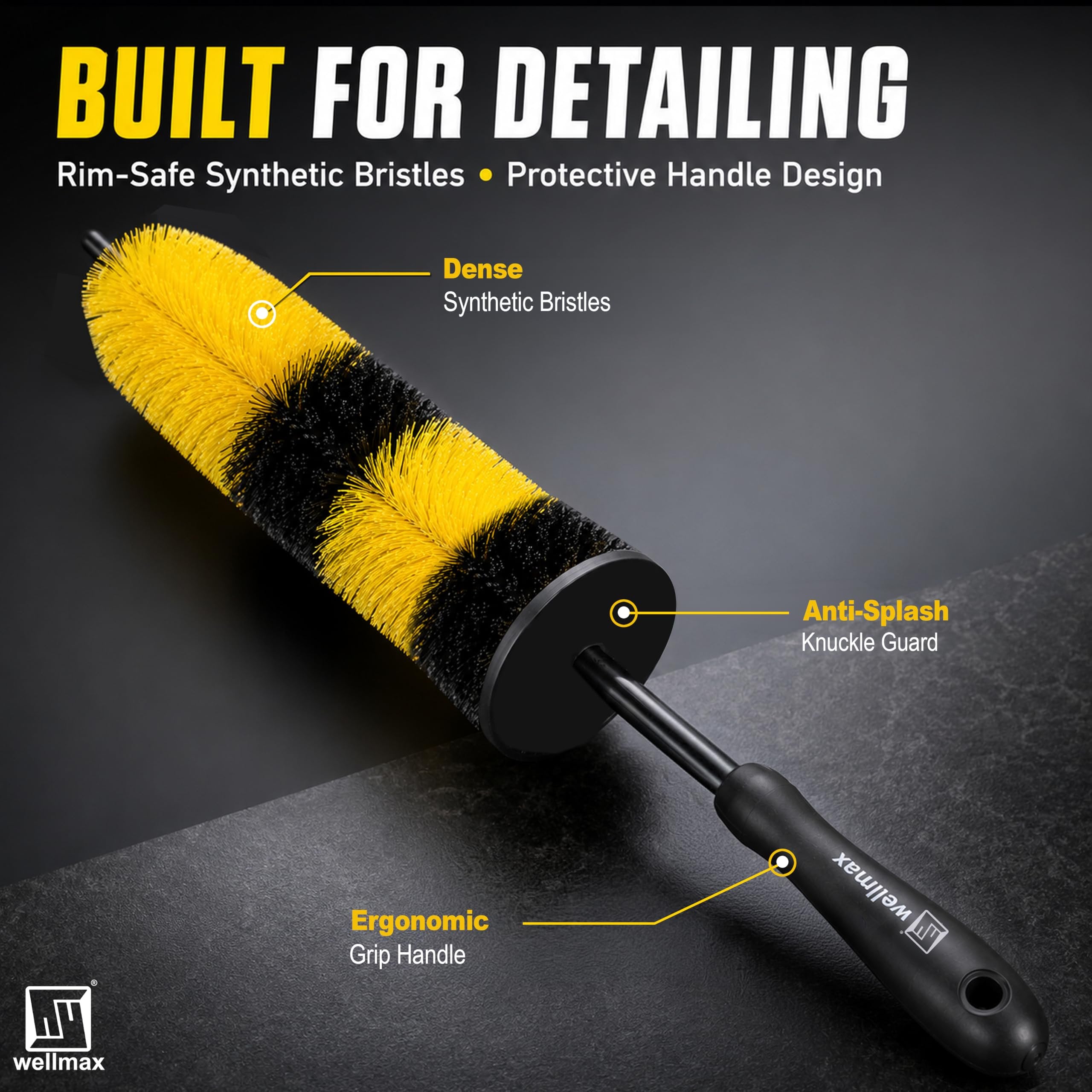 Wellmax 17” Car Wheel Brush, Scratch-Free Rim Cleaning Brush