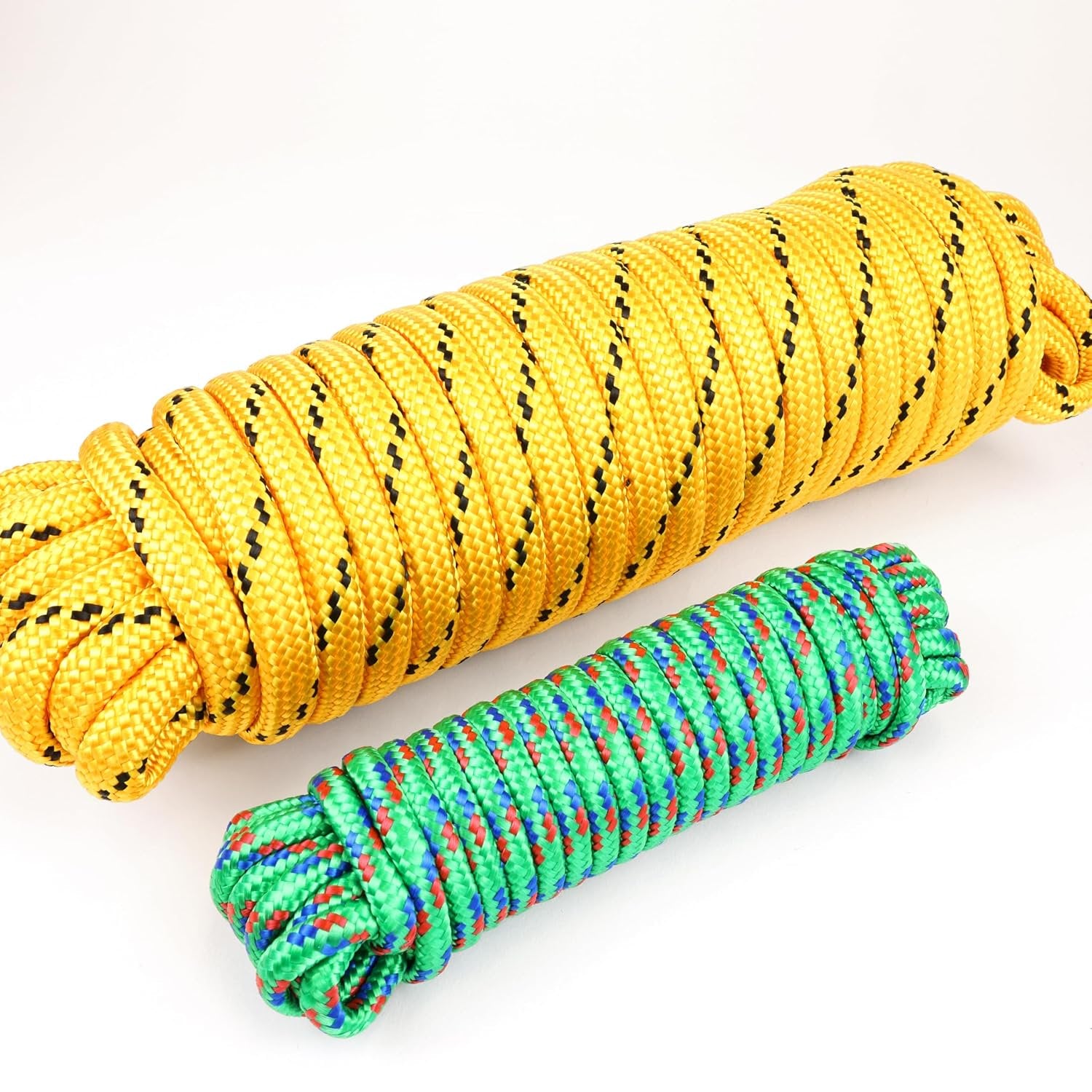 Wellmax Diamond Braid Nylon Rope, 1/2 in X 50 Foot with UV Protection and Weather Resistance, Red and White
