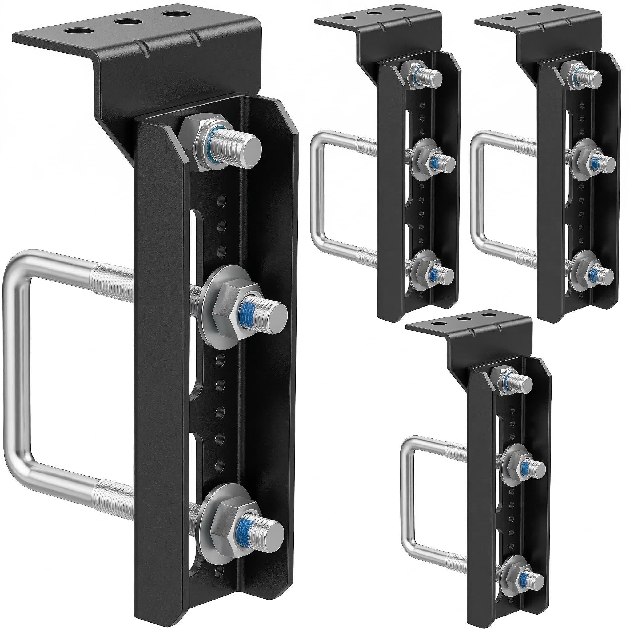 Wellmax 10" Heavy Duty Boat Trailer Bunk Brackets, 4-Pack | Galvanized Steel with E-Coating & Dacromet Hardware | Swivel Top | Fits 3x3, 2x3, 1.5x3 Crossmembers | For Deep-V Hulls & 2x6 Bunk Boards