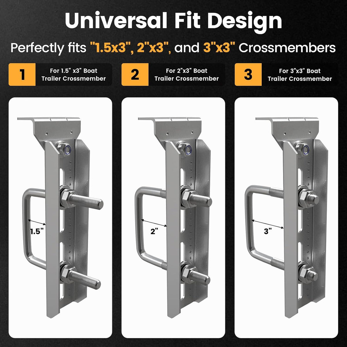 Wellmax 10" Heavy Duty Boat Trailer Bunk Brackets, 4-Pack | Galvanized Steel with Dacromet Coated | Swivel Top | Fits 3x3, 2x3, 1.5x3 Crossmembers | For Deep-V Hulls & 2x6 Bunk Boards