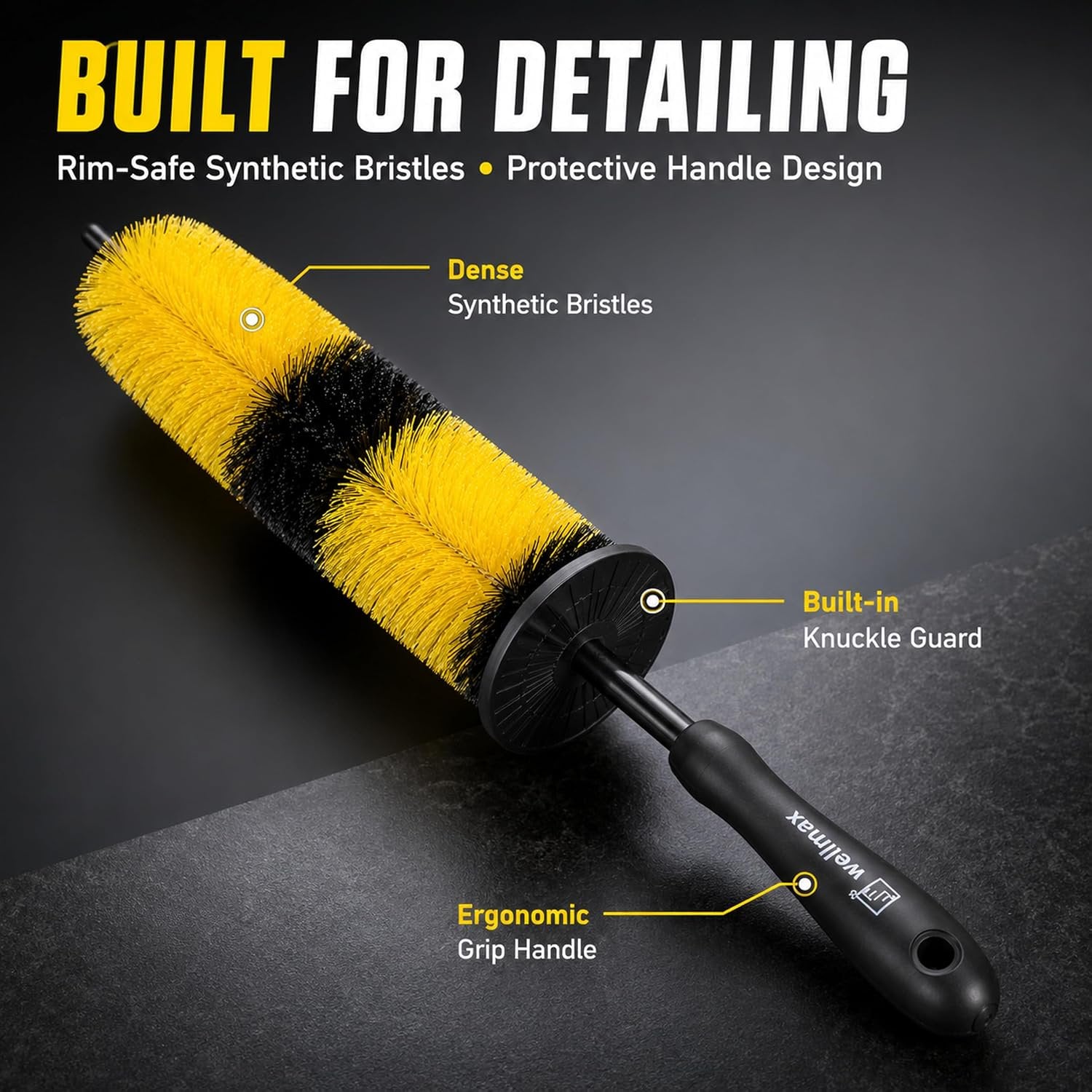Wellmax 17” Car Wheel Brush, Scratch-Free Rim Cleaning Brush