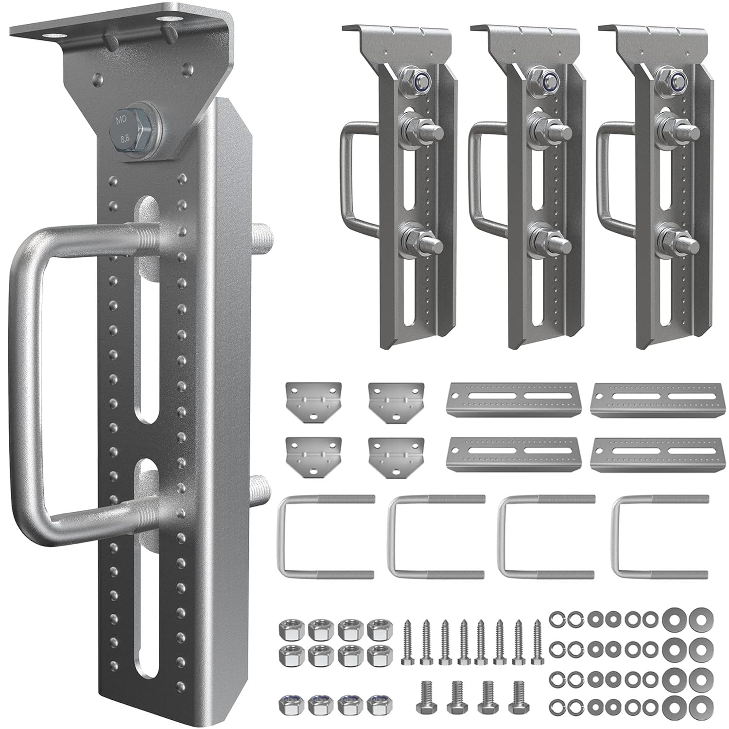 Wellmax 10" Heavy Duty Boat Trailer Bunk Brackets, 4-Pack | Galvanized Steel with Dacromet Coated | Swivel Top | Fits 3x3, 2x3, 1.5x3 Crossmembers | For Deep-V Hulls & 2x6 Bunk Boards