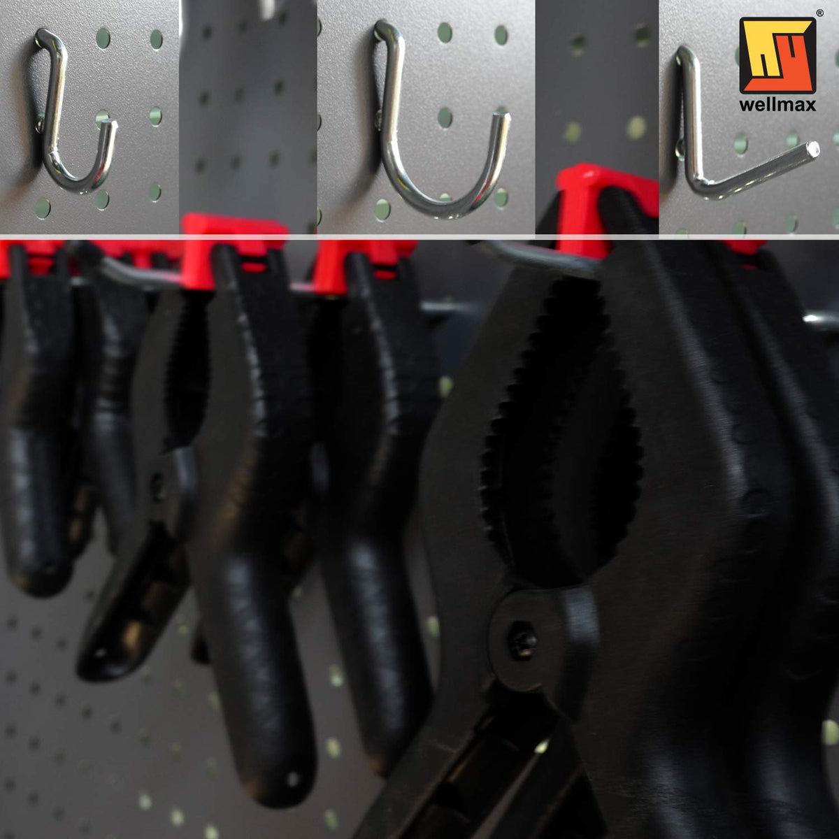 Wellmax 30pc Heavy Duty Pegboard hooks Set, Peg Board Hook Assortment and Accessories for tools, crafts, peg boards and pegs attachments. Fits 1/4 inch Peg Holes
