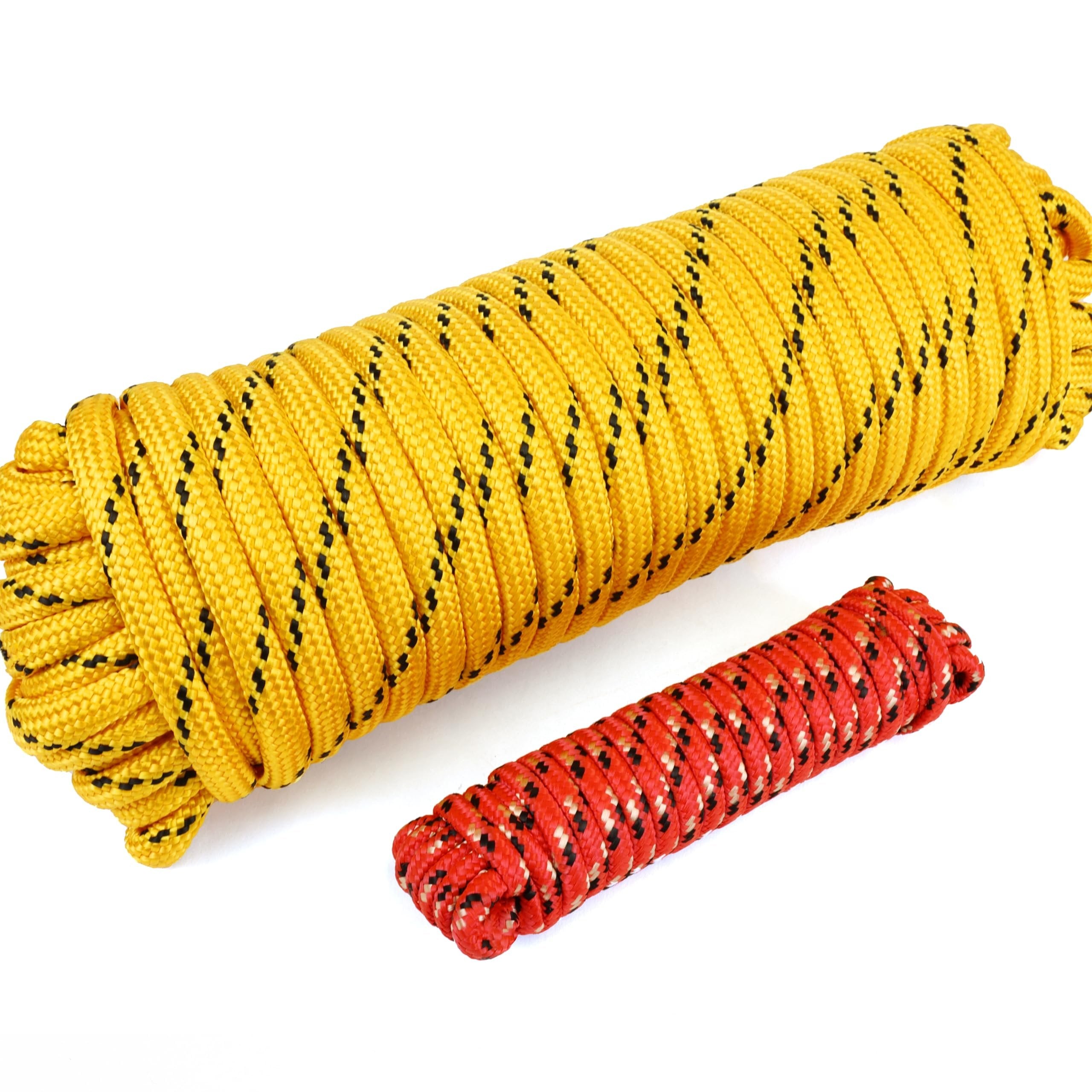 Wellmax Diamond Braid Nylon Rope, 1/2 in X 100 Foot with UV Protection and Weather Resistance, Yellow