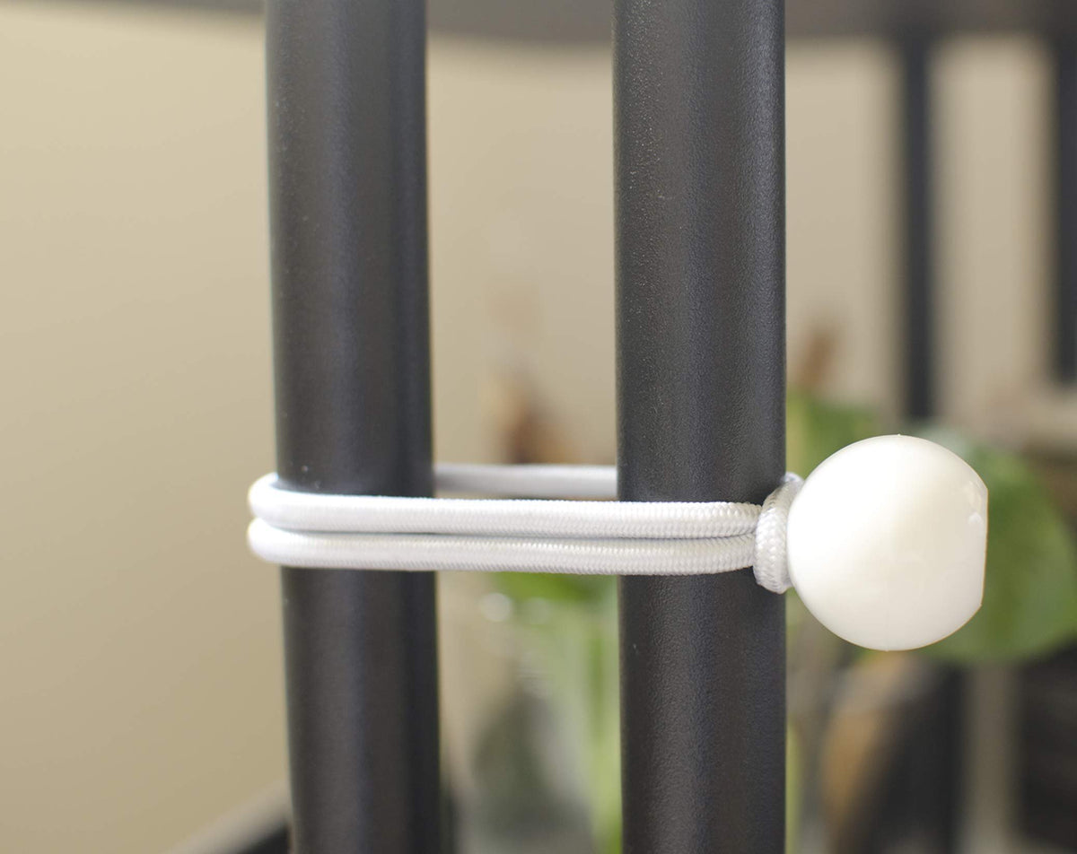 9 Inch Black 25PC 6 inch 50 Piece Heavy Duty 5mm Ball Bungee Canopy Cord By Wellmax, White Color