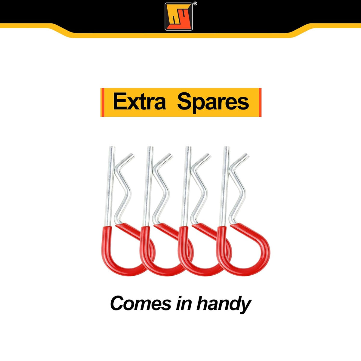 Wellmax 2-Pack 5/8" x 4-1/2" Steel Hitch Pin with 4pcs 3" R Clip, Clevis Pin Hitch with Rubber-Coated Handle, Red Color