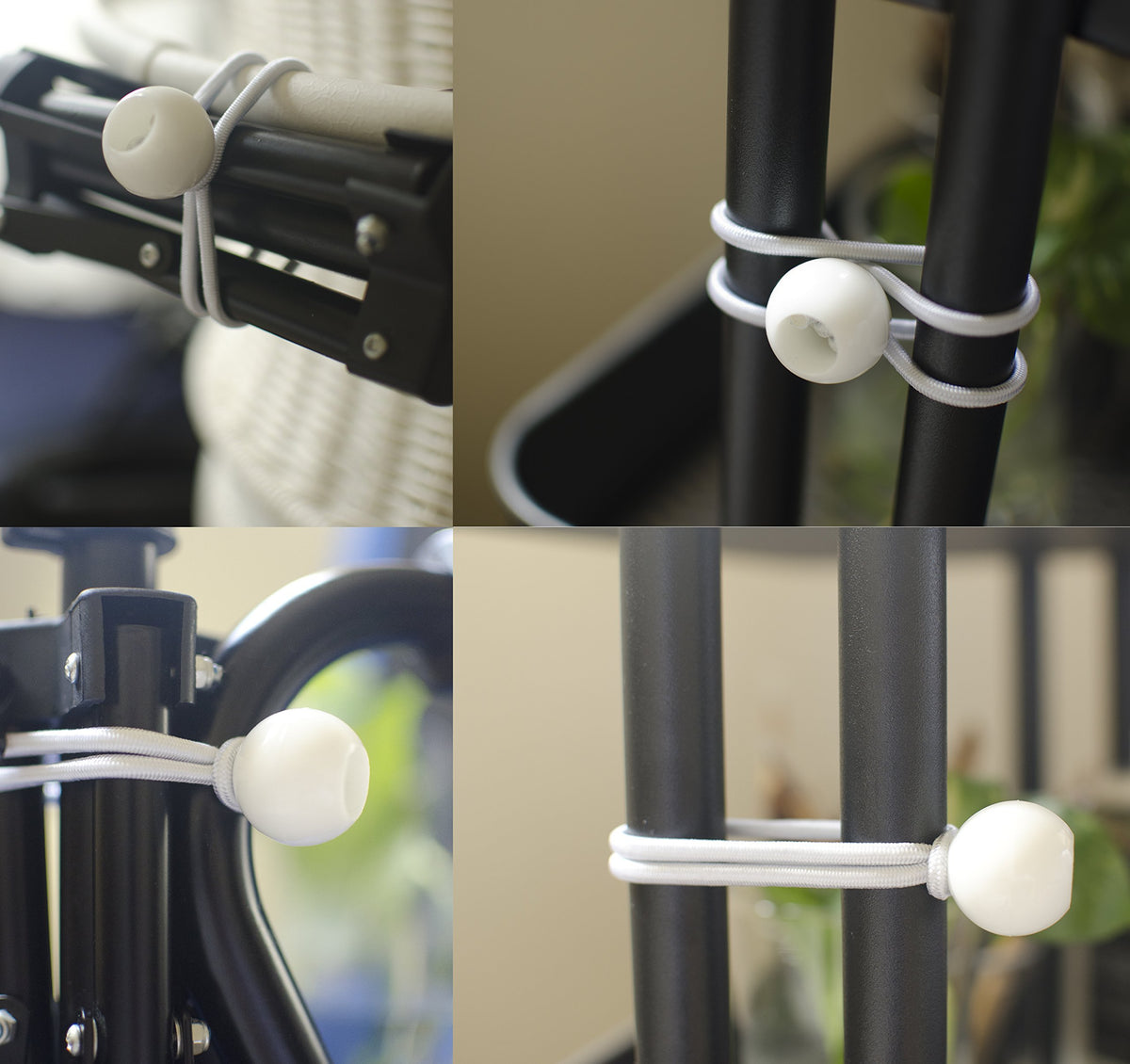 9 Inch Black 25PC 6 inch 50 Piece Heavy Duty 5mm Ball Bungee Canopy Cord By Wellmax, White Color