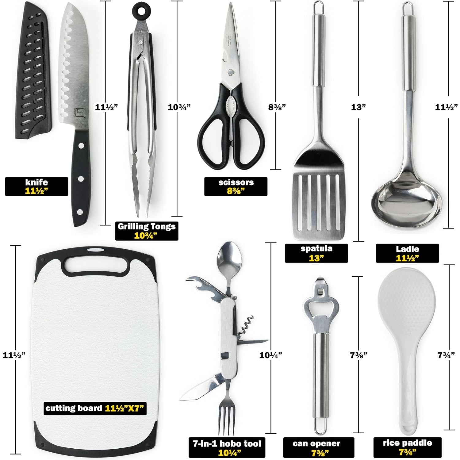 Wellmax Camping Utensils Cooking Set, Camping cookware with Kitchen Knife and Equipment, Camping Accessories and Supplies with Travel Organizer, Grey Camo Color