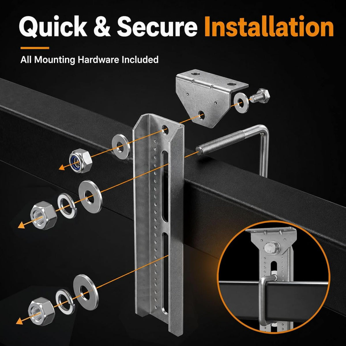 Wellmax 10" Heavy Duty Boat Trailer Bunk Brackets, 4-Pack | Galvanized Steel with Dacromet Coated | Swivel Top | Fits 3x3, 2x3, 1.5x3 Crossmembers | For Deep-V Hulls & 2x6 Bunk Boards