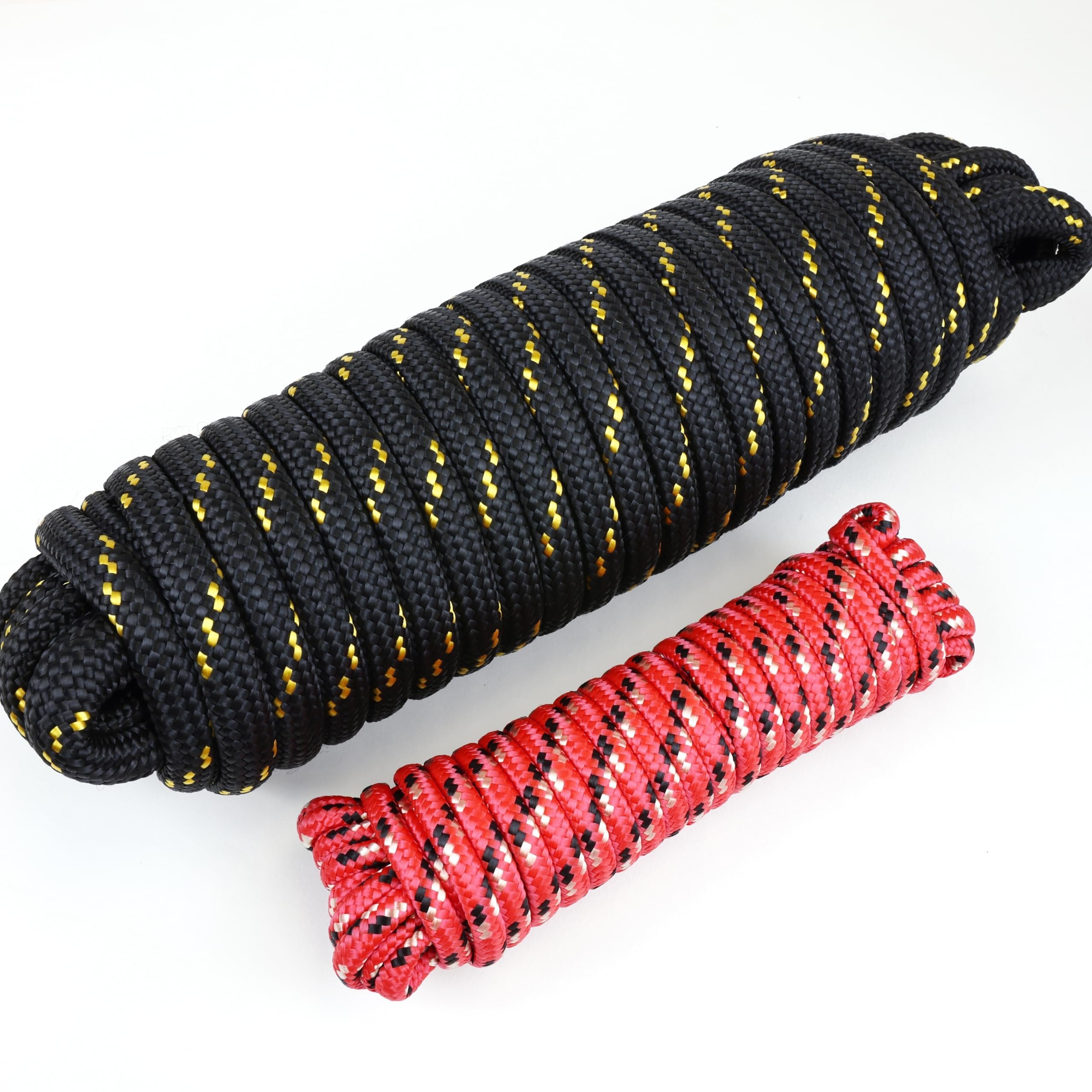 Wellmax Diamond Braid Nylon Rope, 1/2 in X 50 Foot with UV Protection and Weather Resistance, Red and White