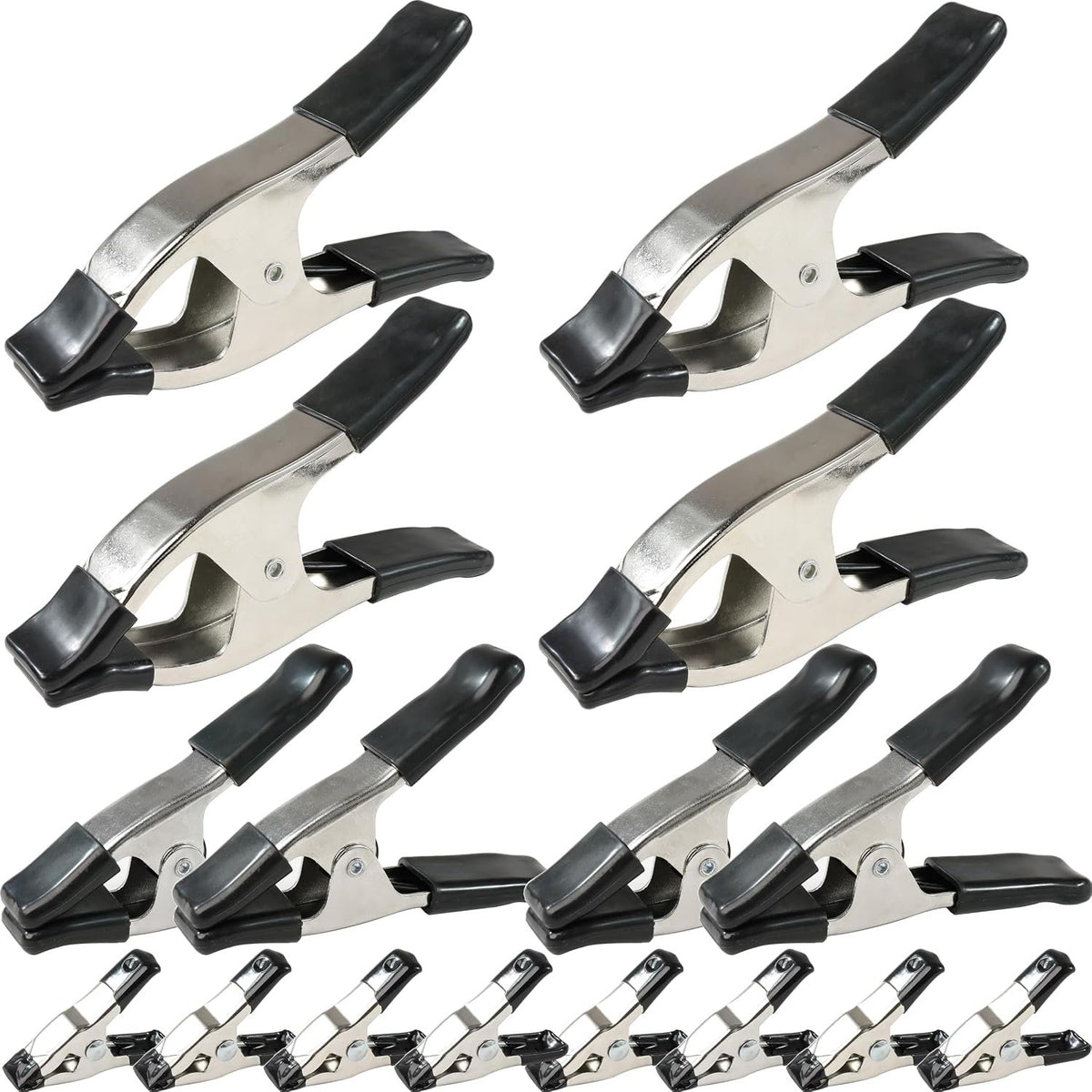Wellmax 16PC Metal Spring Clamps Set, Heavy Duty Clips for Clamp Woodworking and Backdrops, 8pc 2 inch, 4pc 4 inch and 4pc 6 inch
