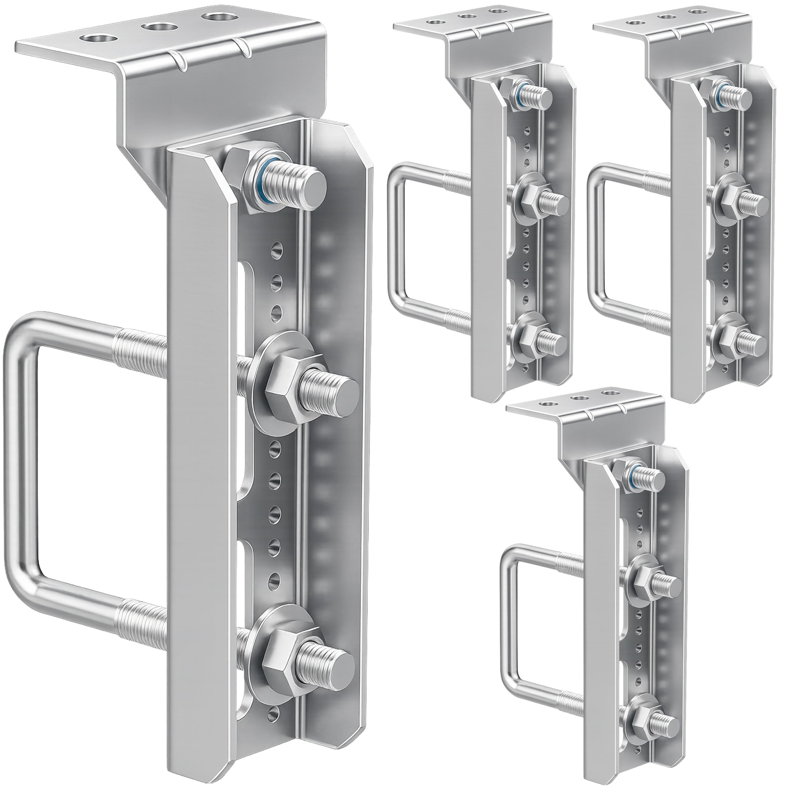 Wellmax 10" Heavy Duty Boat Trailer Bunk Brackets – Dacromet Coated Swivel Top, 4-Pack Kit
