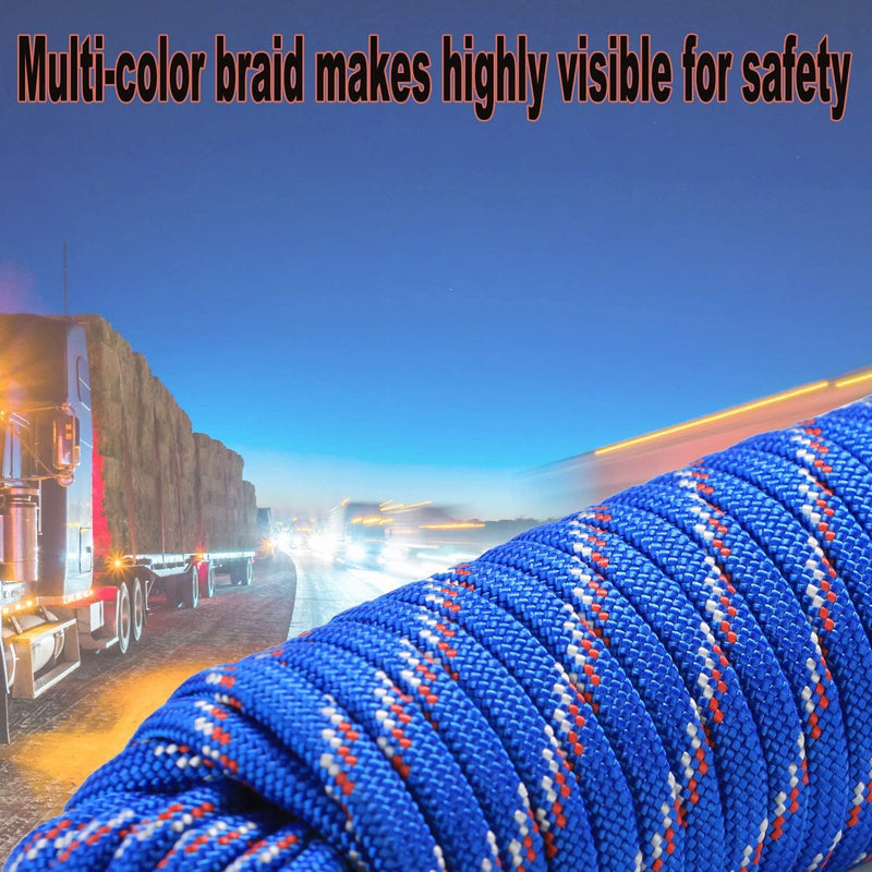 Wellmax Diamond Braid Nylon Rope – Extra Thick All Purpose Braided Flag Line Utility Line with Shock Absorption – UV Resistant, High Strength & Weather Resistant - 3/8" X 50FT