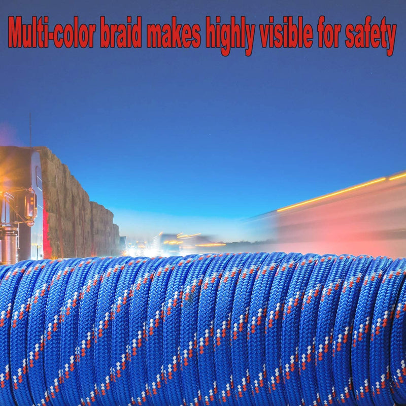 Wellmax Diamond Braid Nylon Rope, 1/2in X 100FT with Bonus 1/4in x25FT Cord UV Resistant, High Strength and Weather Resistant