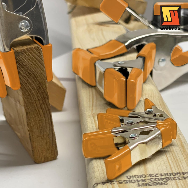 Wellmax Spring Clamps Set - 16PCs Heavy Duty Metal Clamps with Nickel-Plated Finish, Includes 8 x 2" Clamps, 4 x 4" Clamps, and 4 x 6" Clamps, Versatile for Woodworking, Picture Frame Making, and More