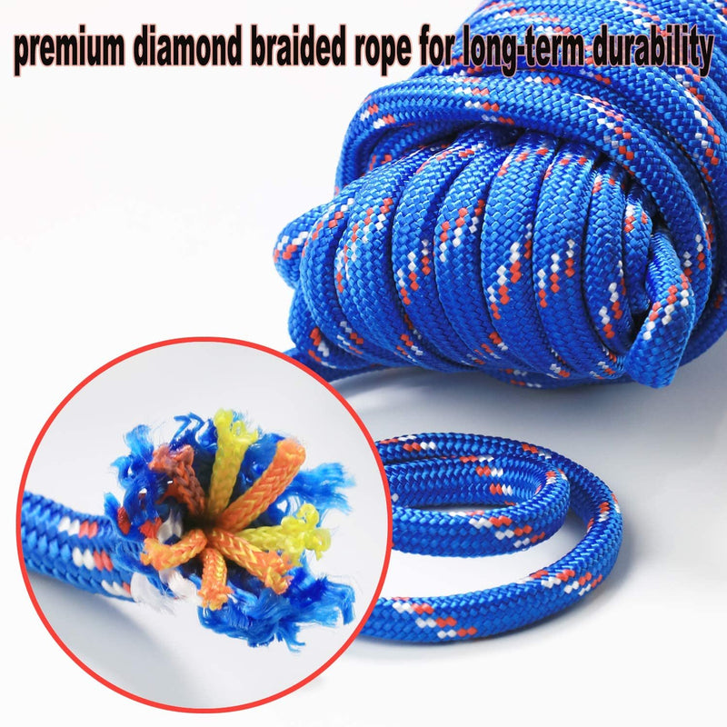 Wellmax Diamond Braid Nylon Rope, 1/2in X 100FT with Bonus 1/4in x25FT Cord UV Resistant, High Strength and Weather Resistant