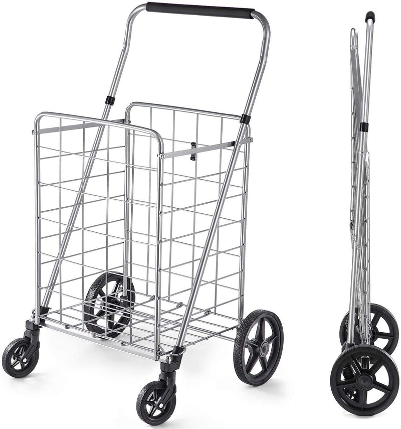 Folding Portable Trolley Cart with Canopy, Shopping Cart Heavy