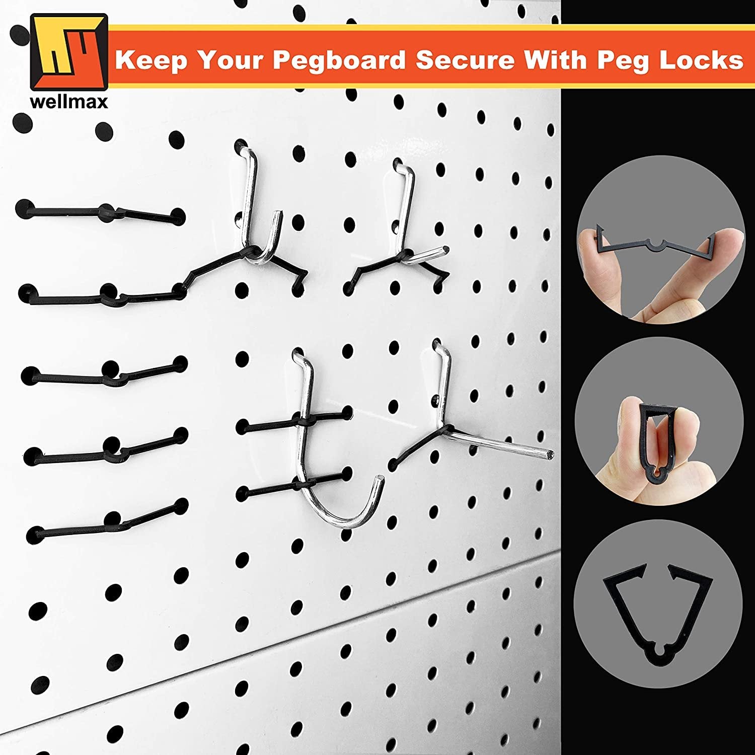 Wellmax 188pc Pegboard Hooks Accessories Assortment, Heavy Duty Peg Board Hook Set, Perfect for tools, crafts, peg boards and pegs attachments. Fits 1/4 and 1/8 inch Peg Holes